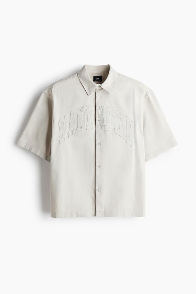 Relaxed-Fit Short-Sleeved Appliquéd Shirt - Light gray/Manhattan/Dark green/Manhattan - 1