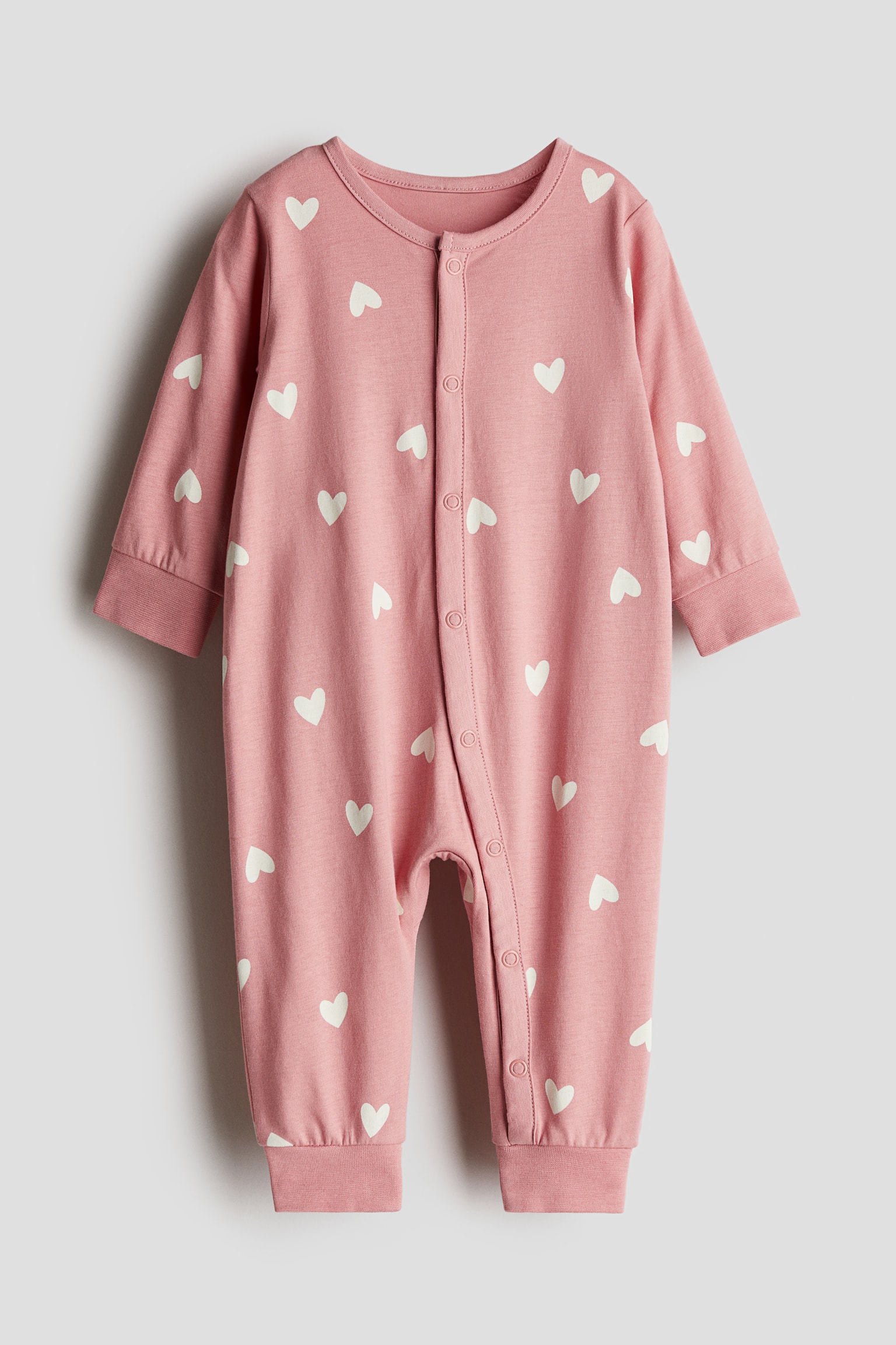 Patterned sleepsuit - Pink/Hearts/Red/Christmas/Red/Christmas/Light blue/Spaceships/Light beige/Patterned/White/Elephants/Light dusty green/Dinosaurs/Light blue/Patterned/White/Bears/Light dusty pink/Horses/Dark grey/Ghosts/White/Hearts - 1