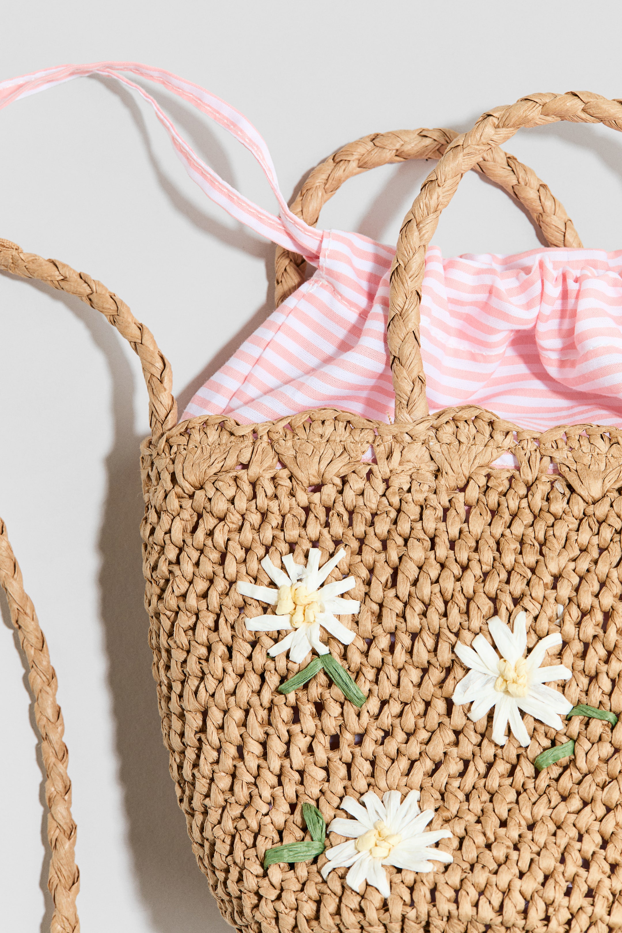 Appliquéd Straw Crossbody Bag
