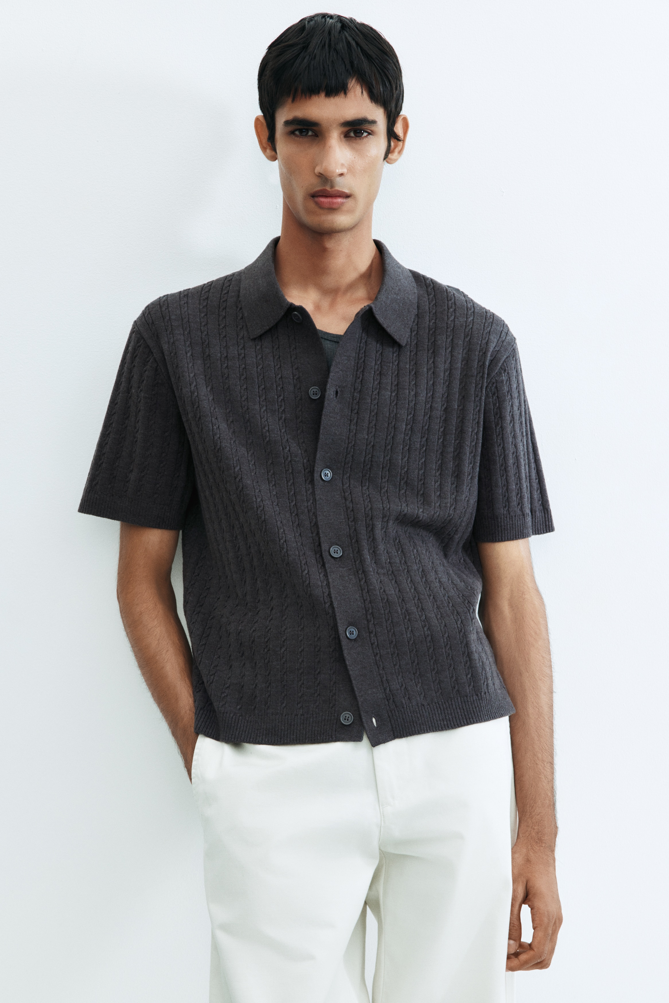 Button Down Knit Polo Mサイズ AGPXRWPX Black,S, Men's knitted shirt polo collar short
