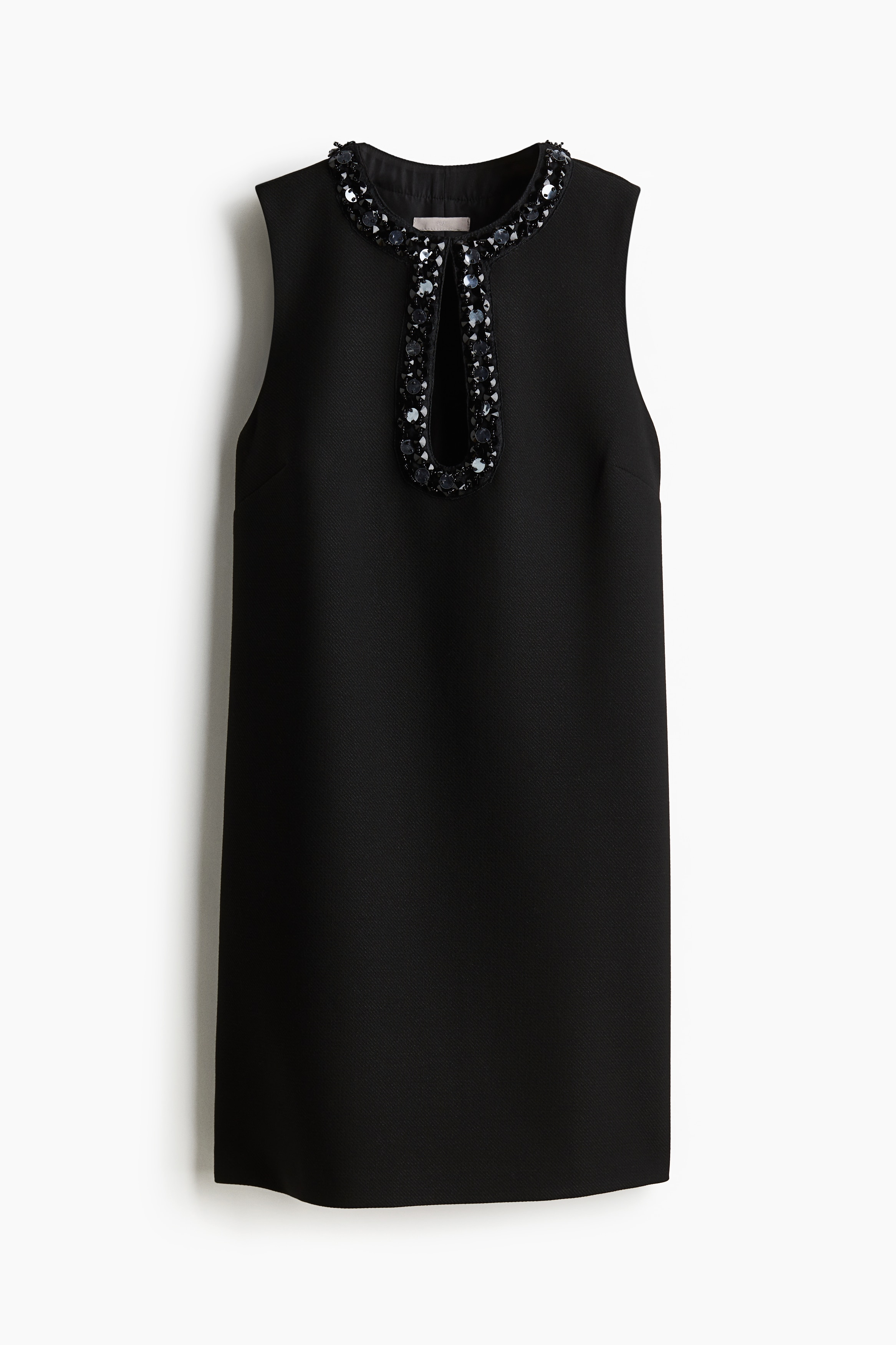 Ladies - Black Embellished dress - Size: L  - H&M