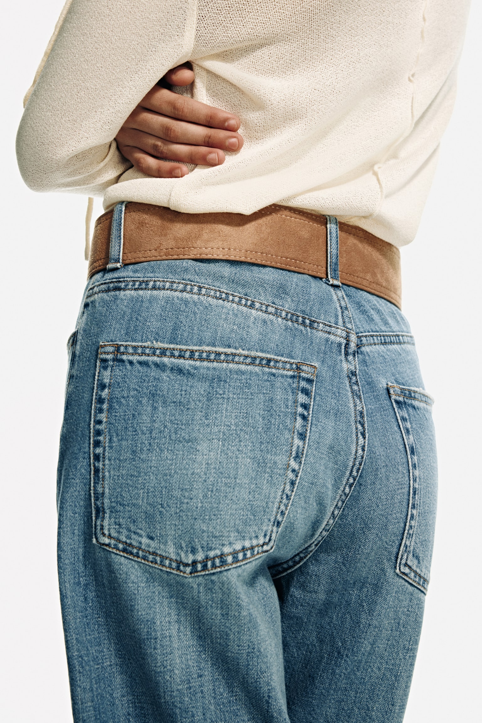 Belted denim Bermuda shorts - Denim blue - 7