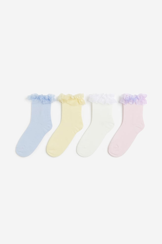 4-pack socks - Light blue/Light yellow/Light pink/Hearts - 1
