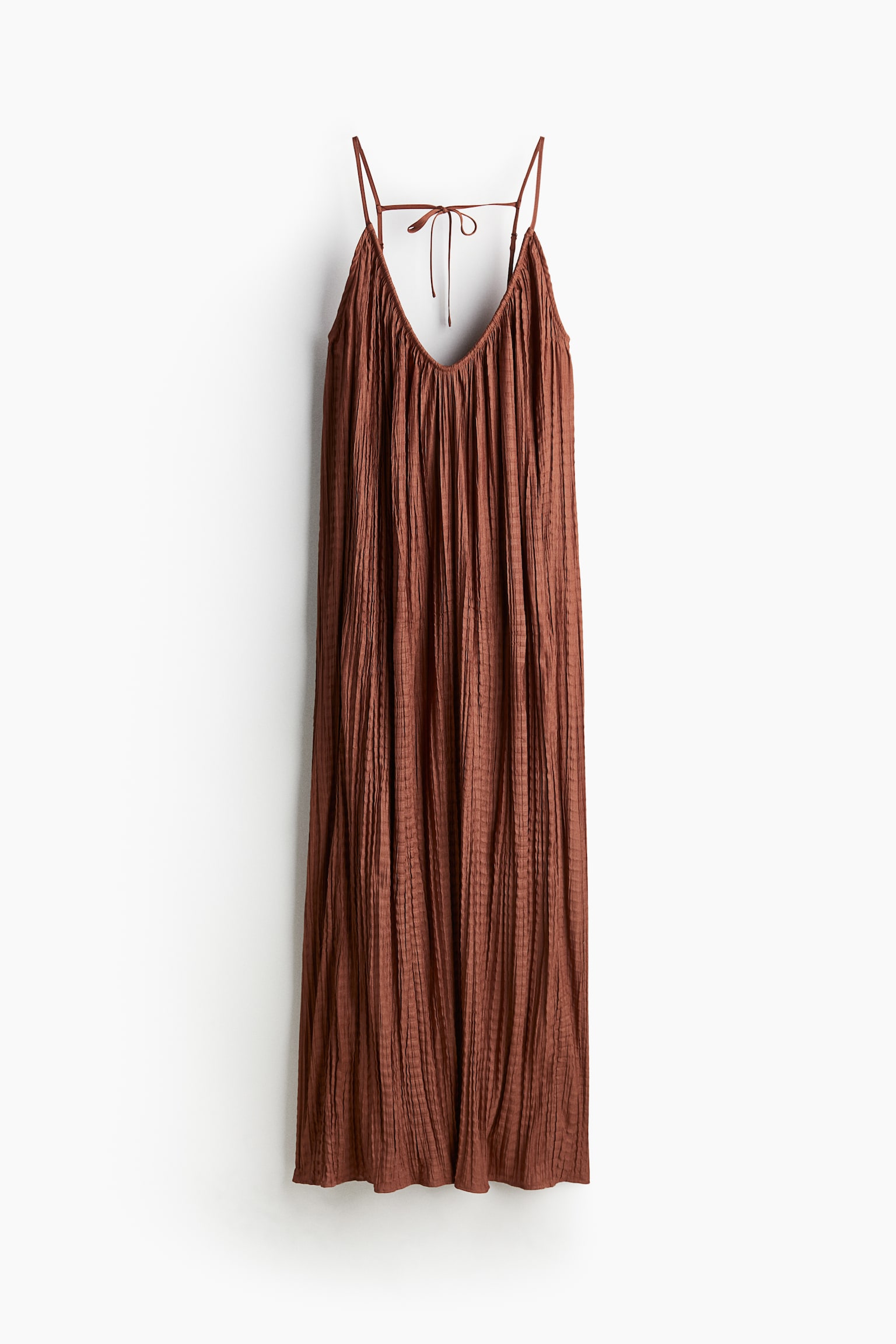 Pleated strappy dress - Rust brown - 2