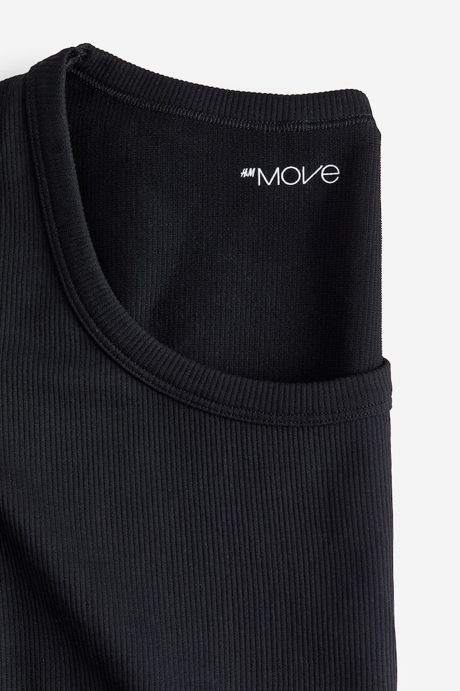 DryMove™ Seamless Cropped sports top - Black/Steel blue/Brown - 3
