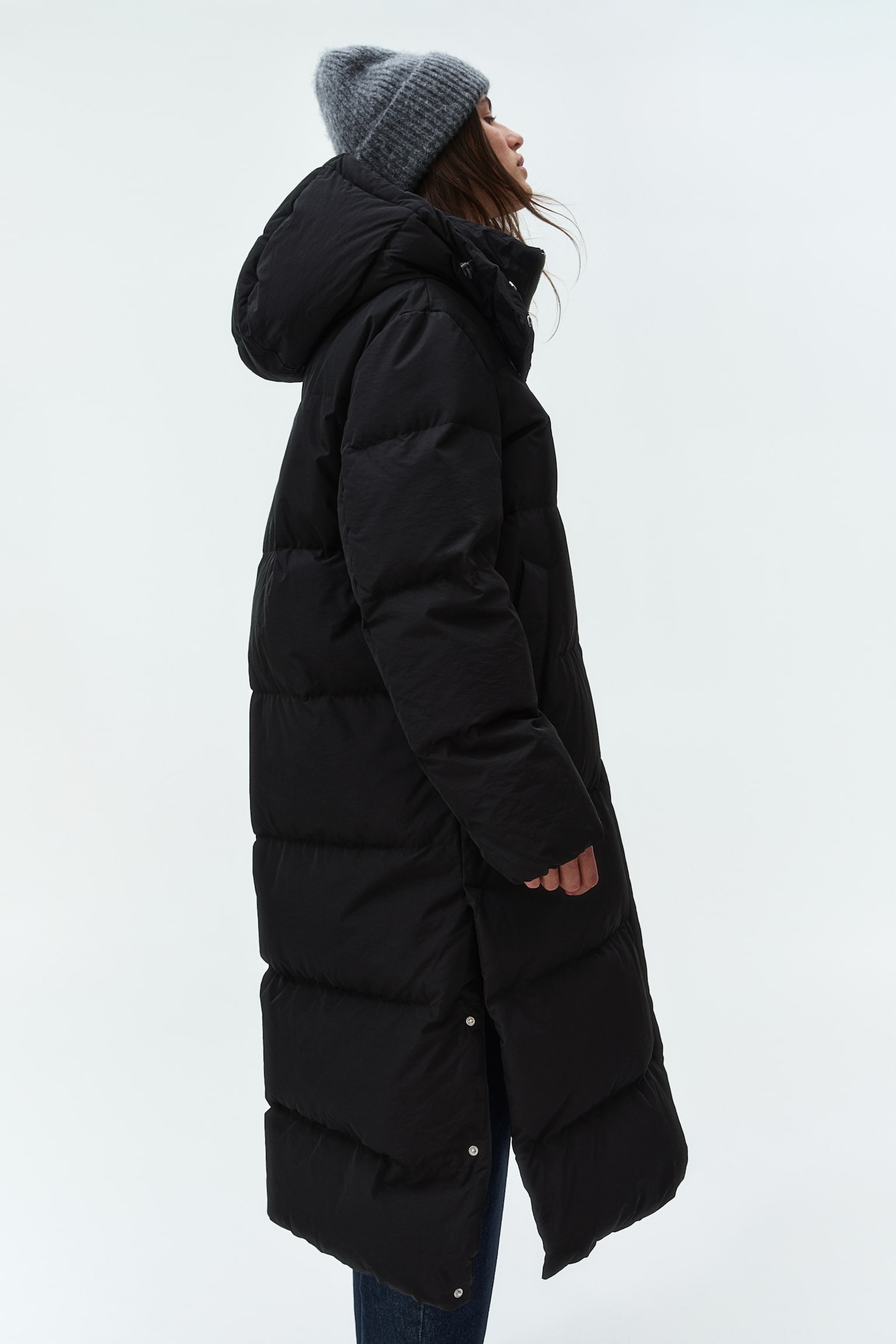 Water-repellent puffer down coat - Black - 1