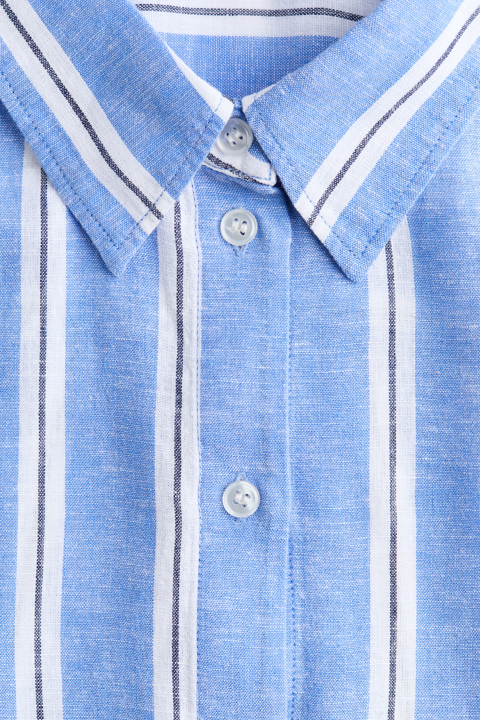 Oversized linen-blend shirt - Blue/Striped/Light pink/Blue - 7