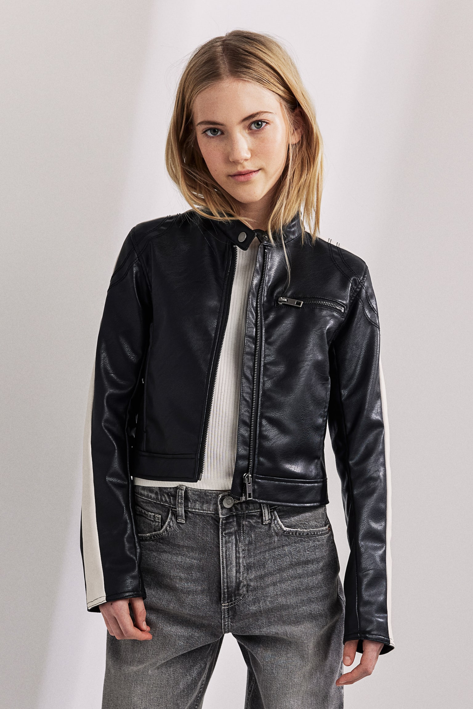 Biker Jacket - Black/White - 4