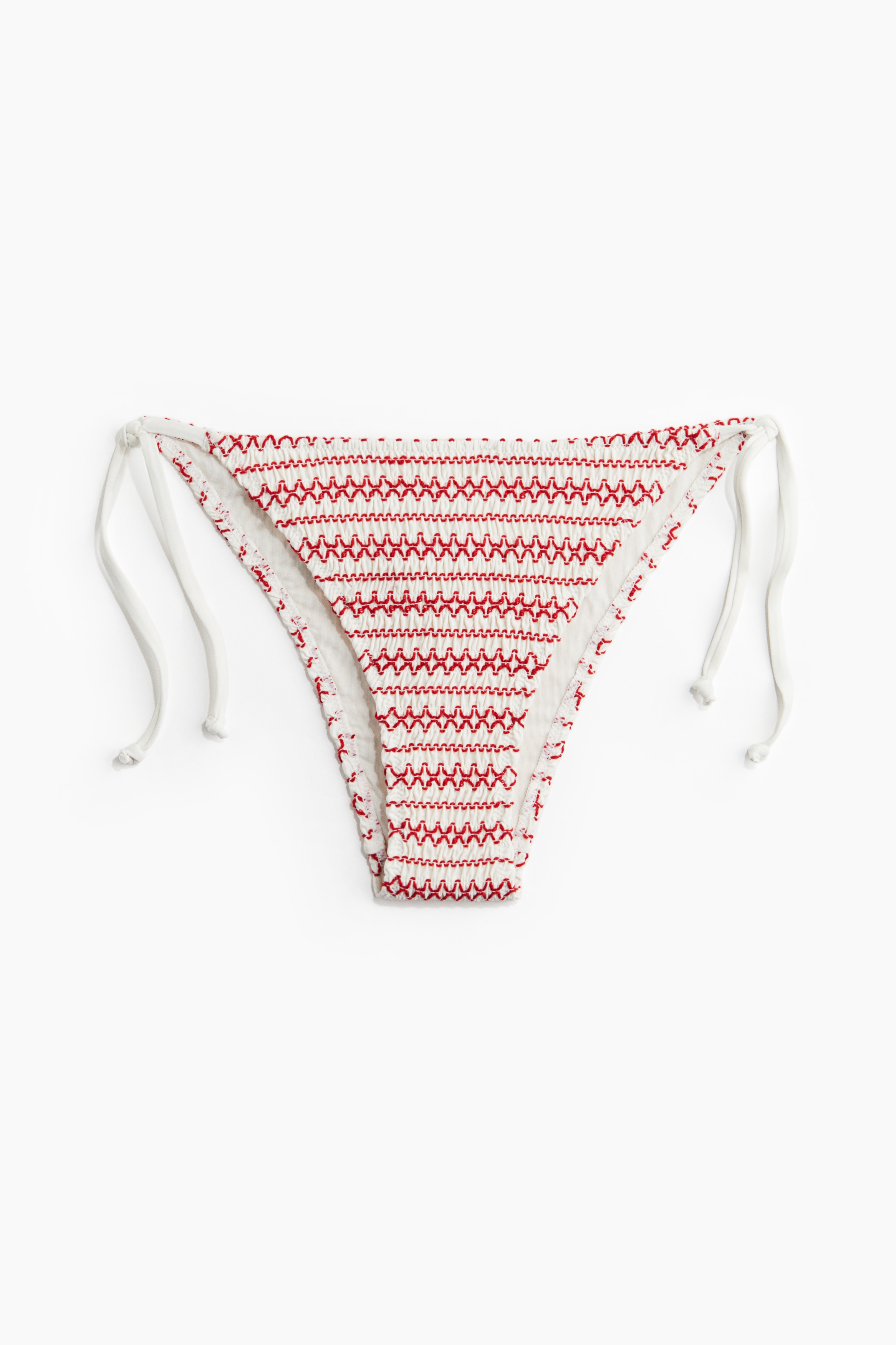 Tanga bikini con laccetti - Bianco/rosso