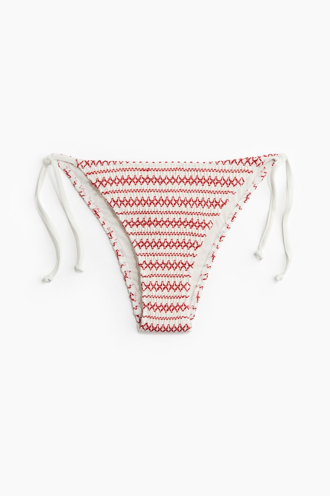 Tie tanga bikini bottoms - White/Red - 1