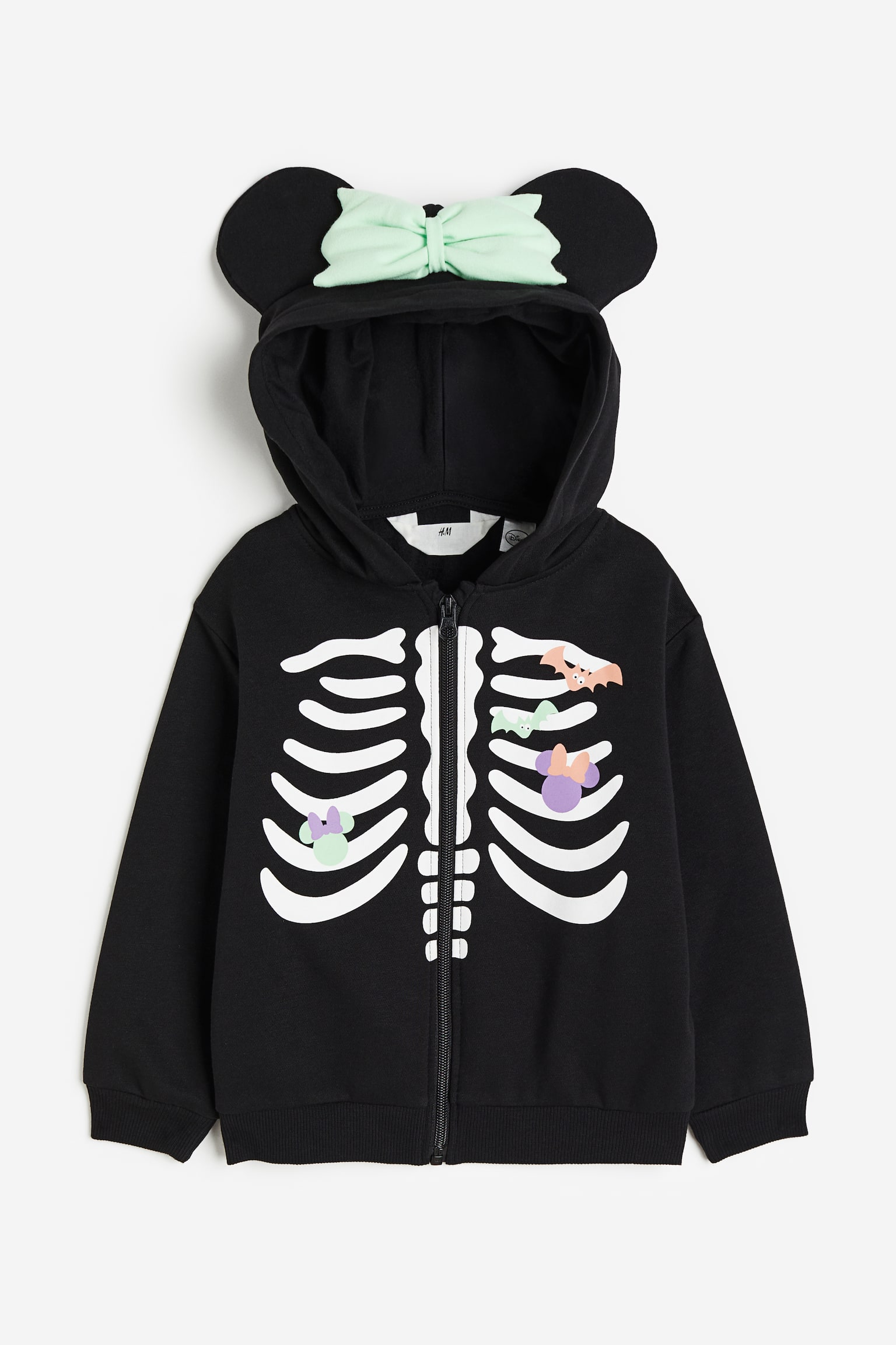 Printed zip-through hoodie - Black/Minnie Mouse/Light dusty pink/Minnie Mouse - 1