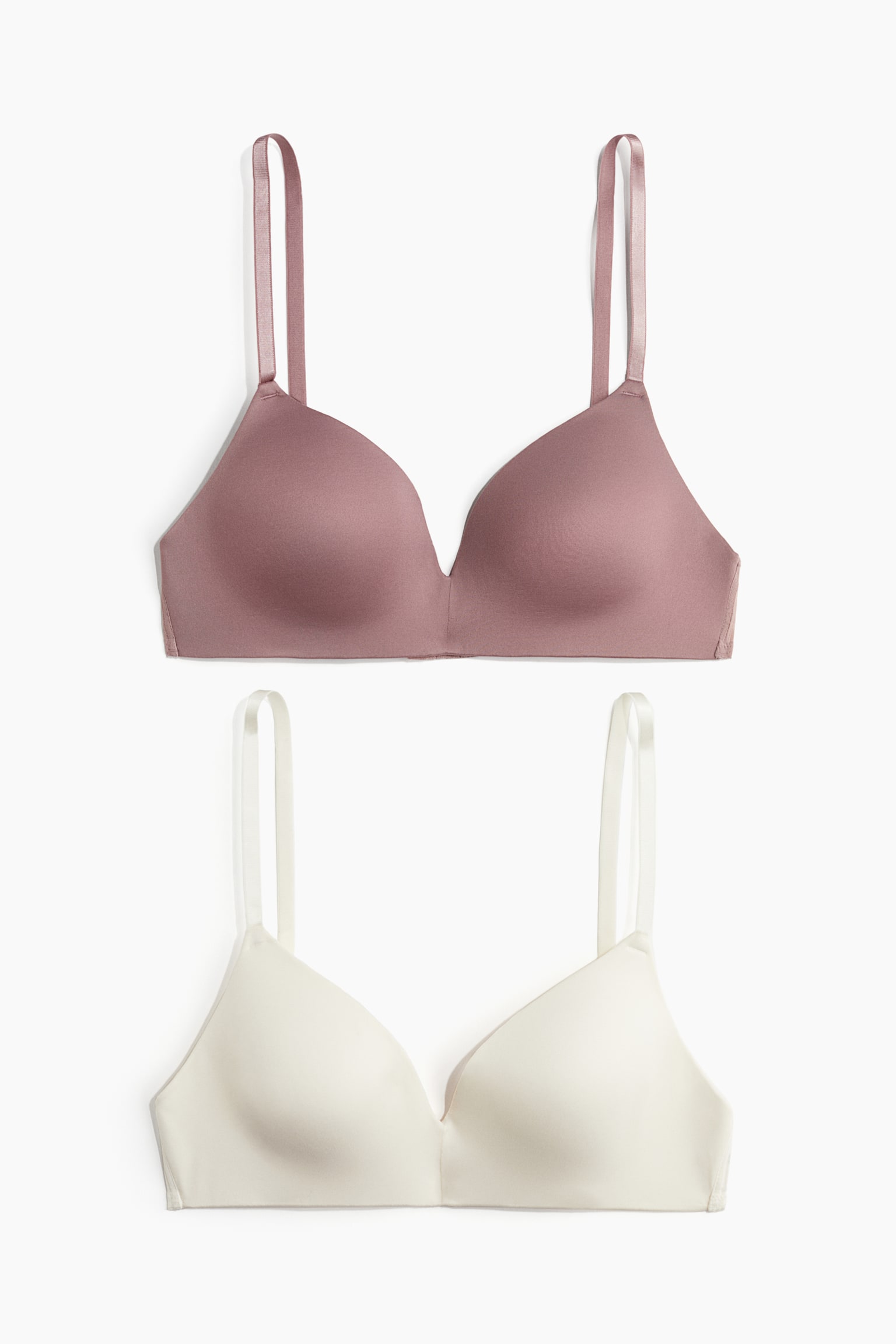 2-pack microfibre non-wired bras - Dusty pink/Cream/Beige/Black/Black/White/Beige/White - 1