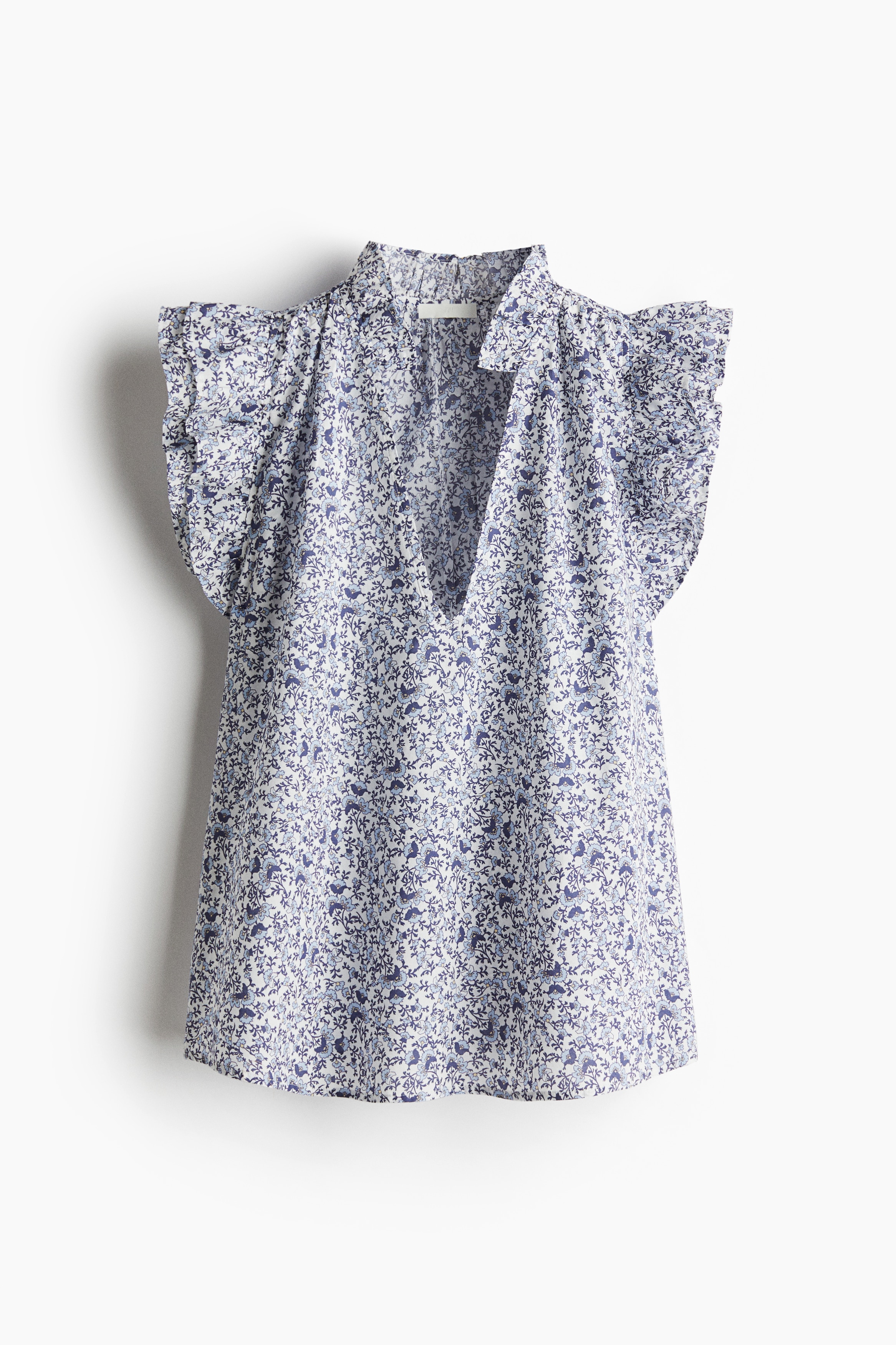 Ruffle-Trimmed Blouse - White/blue floral/White/White/light blue floral/Blue/striped