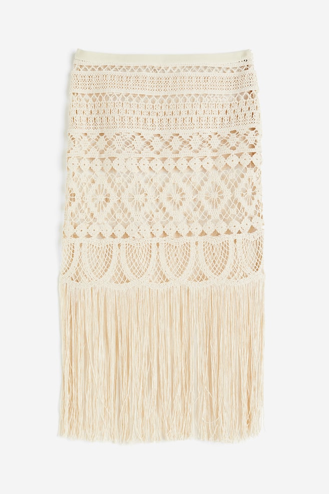 Crochet-look skirt - Cream - 2