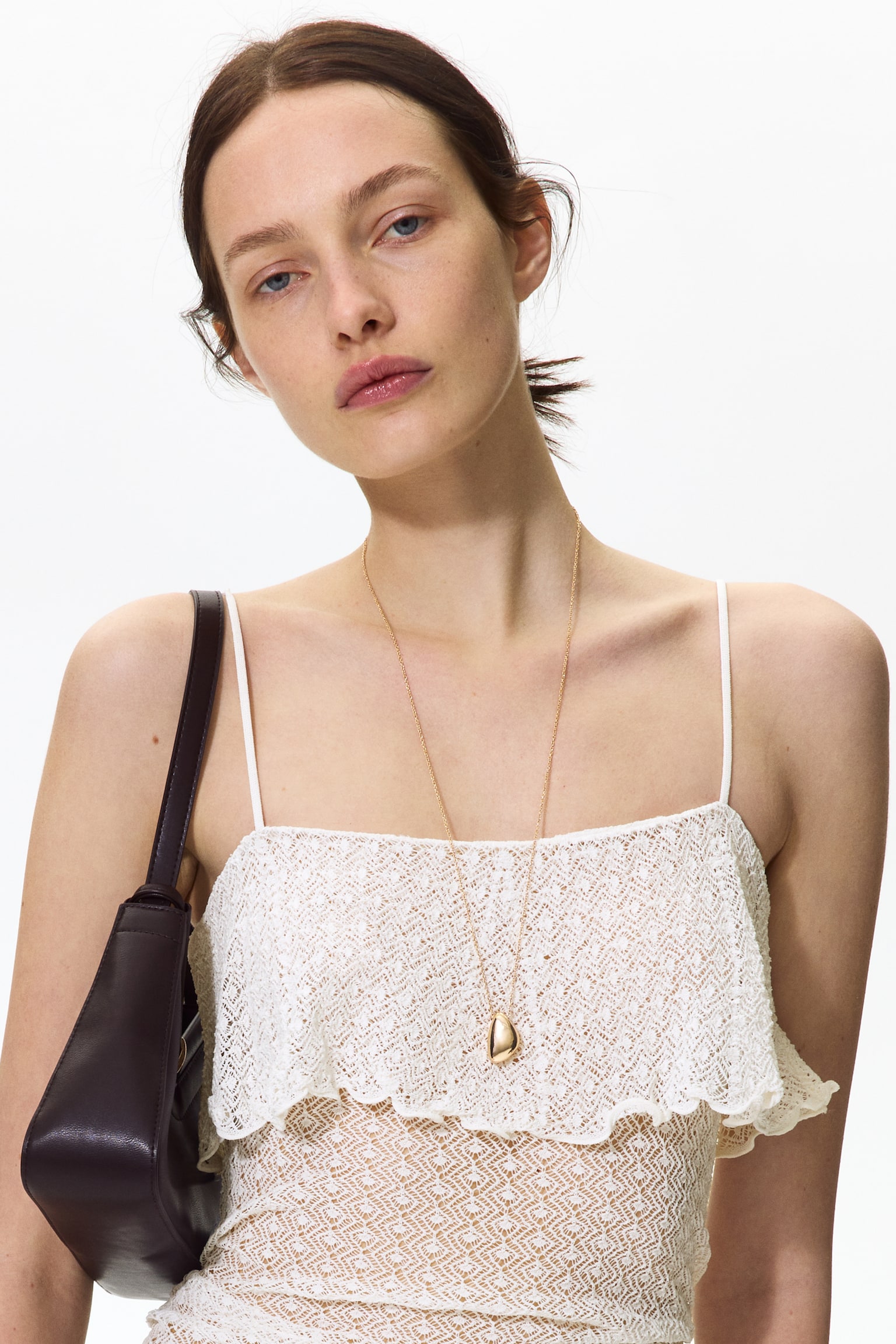 Pointelle-knit strappy top - White - 6