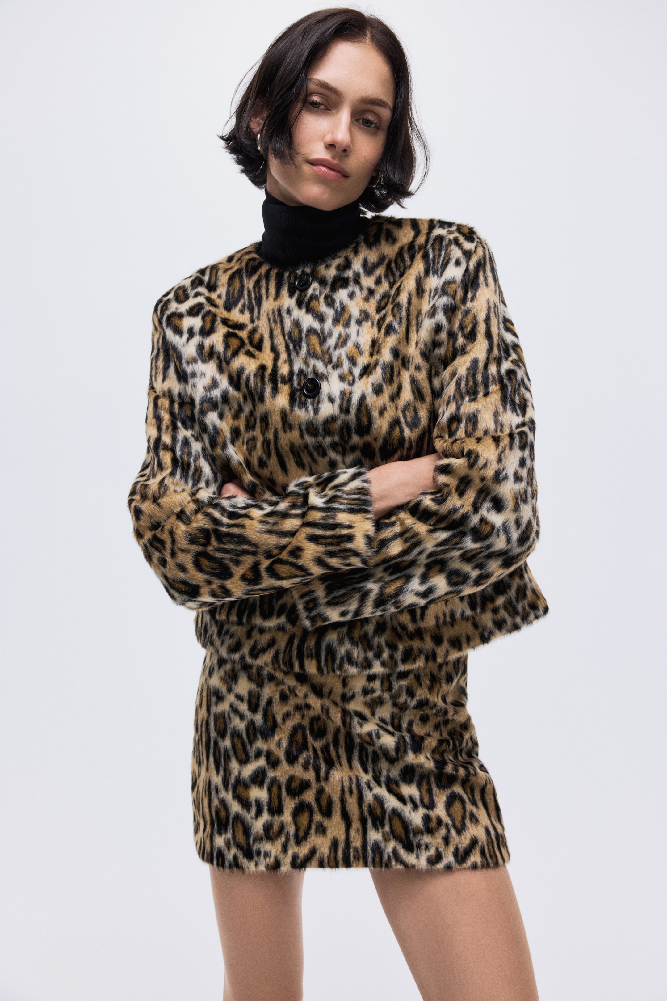 View larger image: Collarless Jacket - Beige/leopard print - Ladies | H&M CA 1