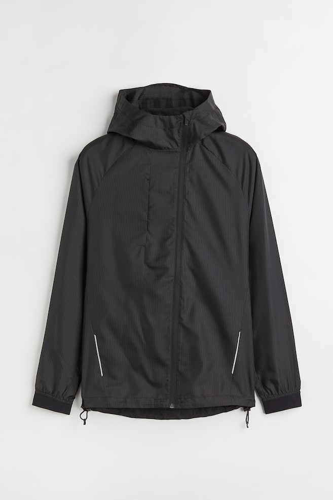 Water-repellent running jacket - Black/Light grey/Teal - 2