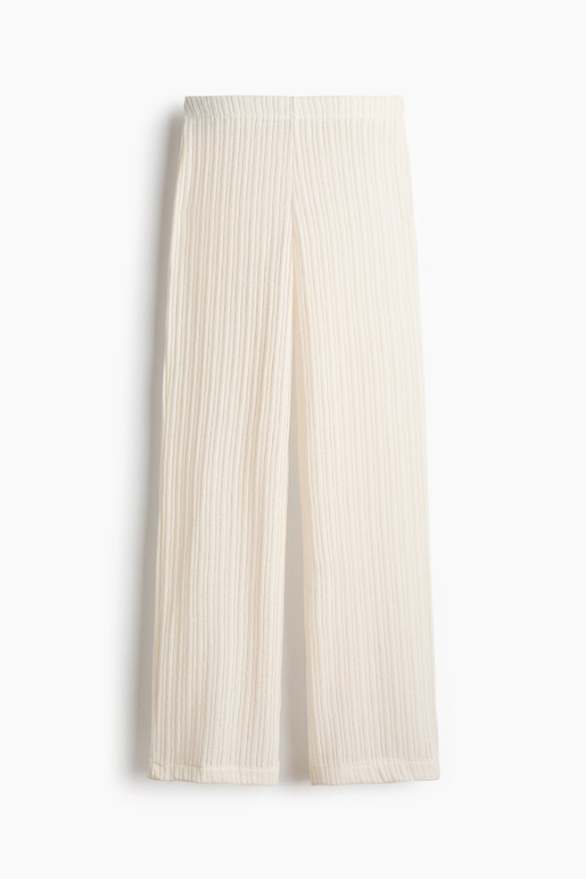 Rib-Knit Pants - Cream/Khaki green/Dark brown - 1