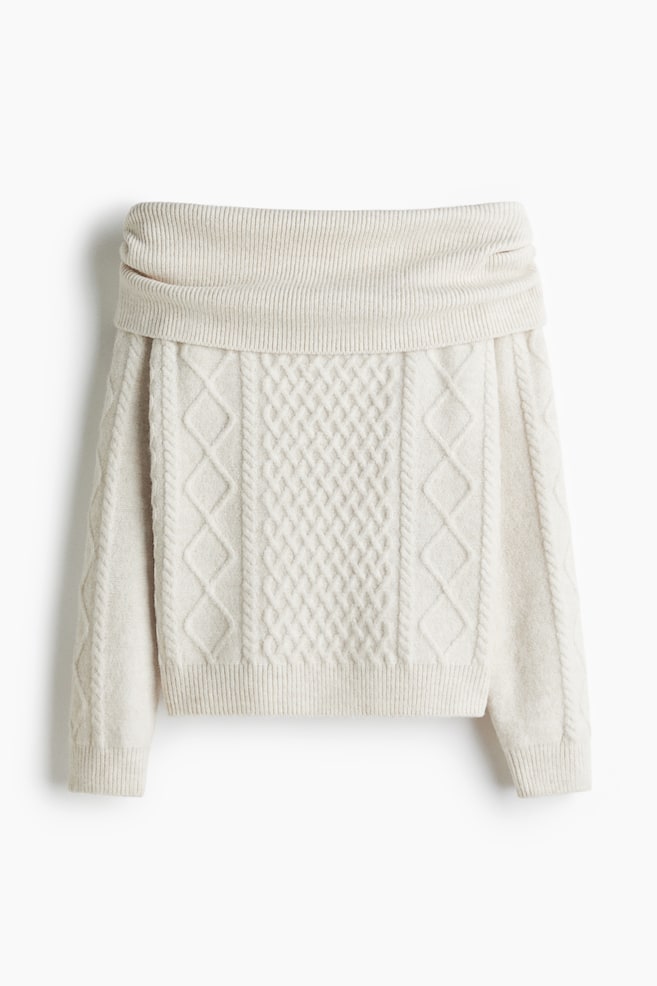 Pullover a spalle scoperte - Beige chiaro mélange/Grigio mélange/Rosa chiaro/Rosso prugna - 1