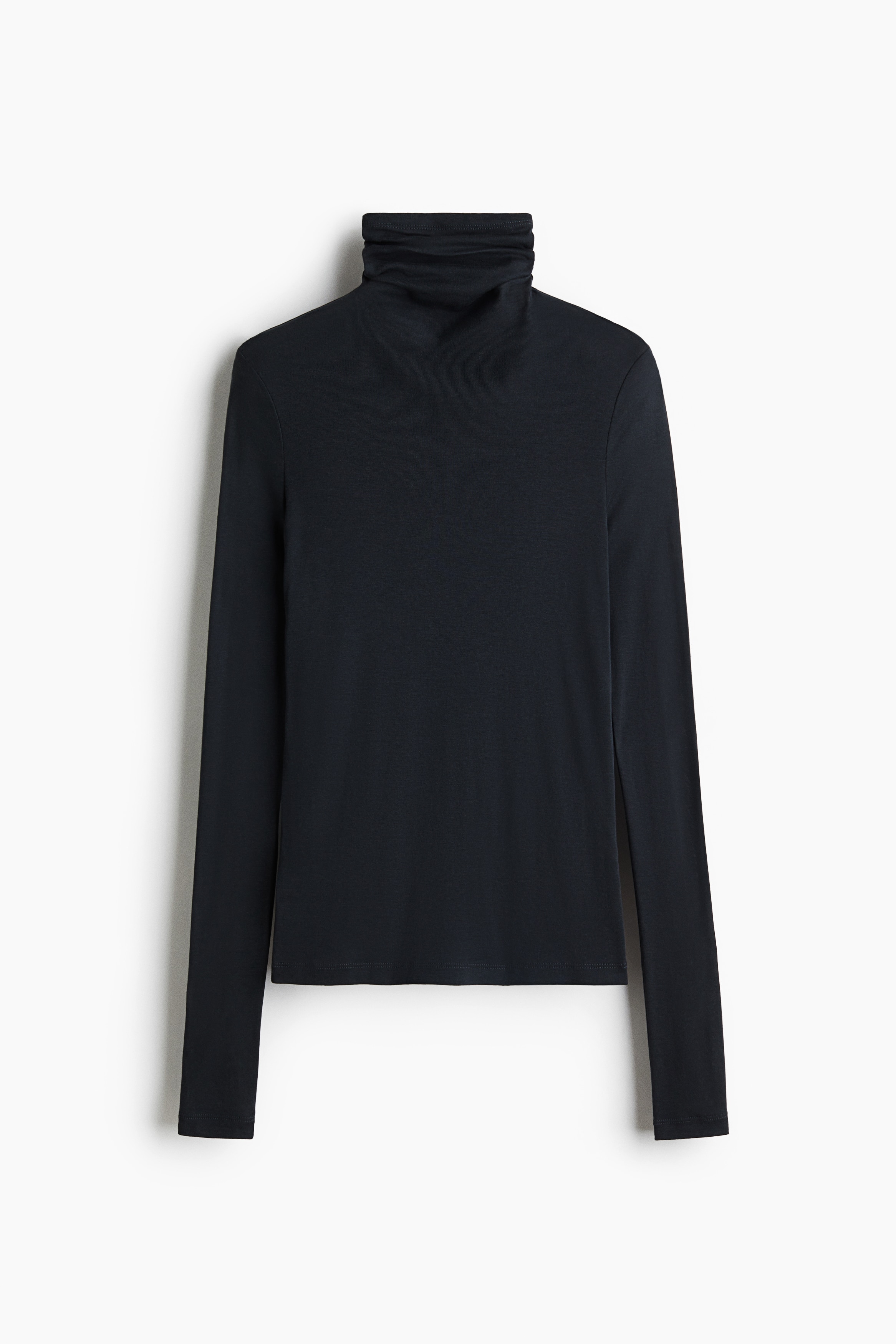 Pima Cotton High Neck Top - Nearly black/Cream/Dusty rose/Dark brown/Mustard yellow/Black
