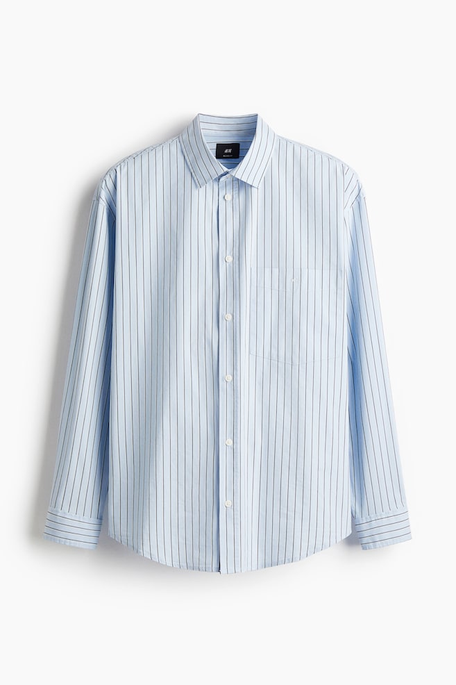 Chemise Loose Fit en popeline - Bleu/rayures tennis - 1
