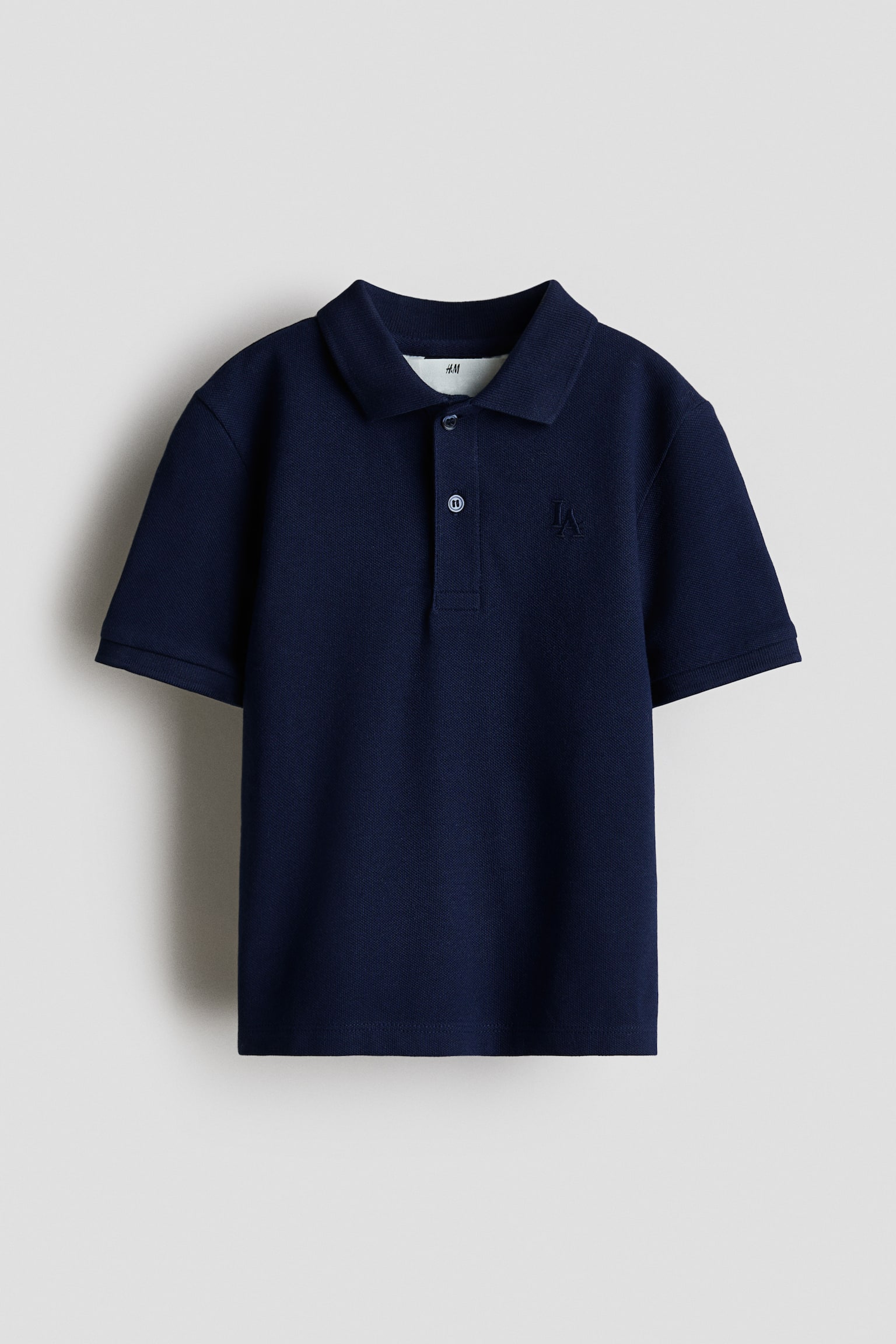 Embroidered-motif piqué polo shirt - Navy blue/Yellow/Red/Cream/Striped/White - 1