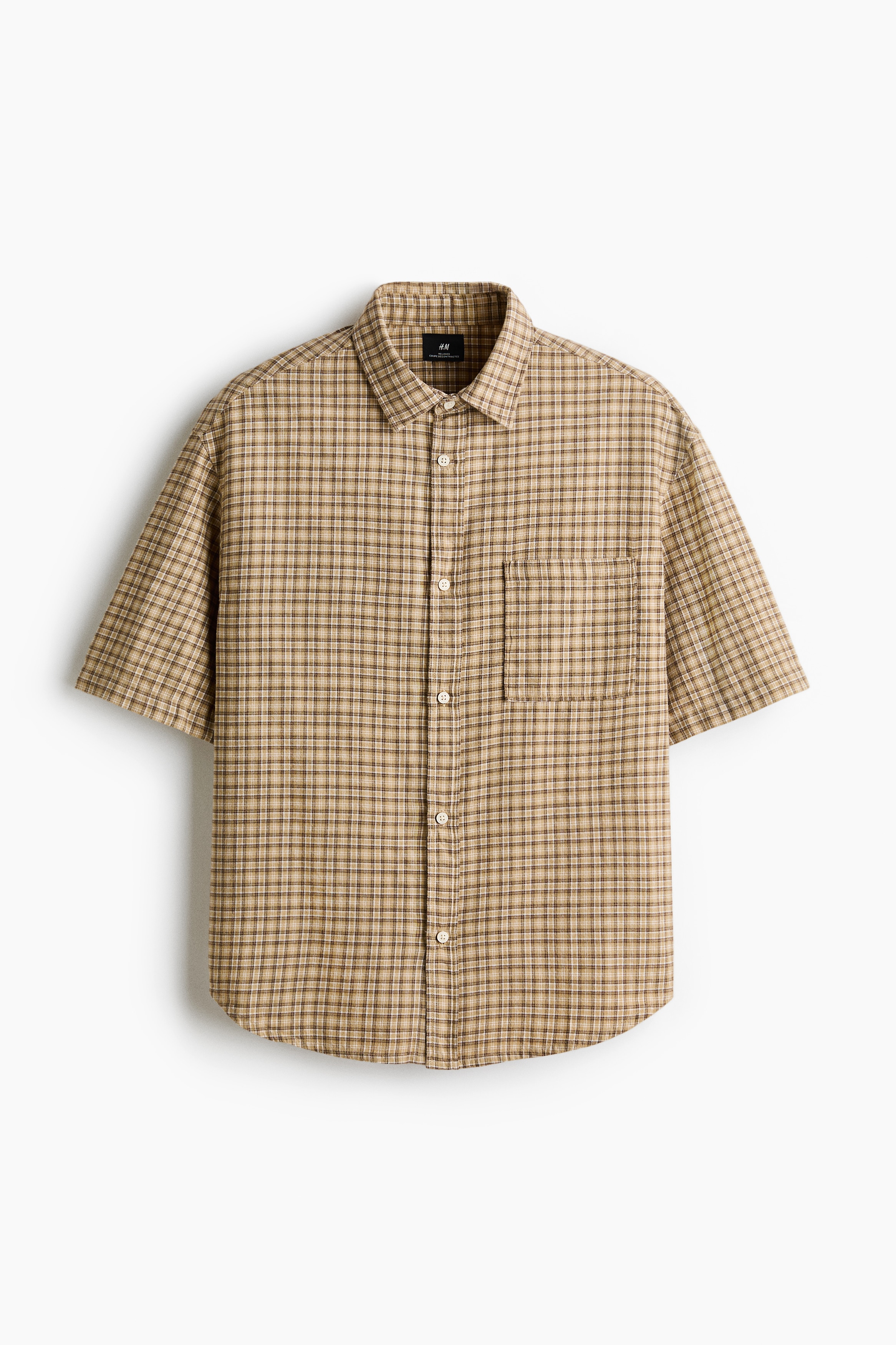 Relaxed-Fit Cotton Flannel Shirt - Beige/checked/Light green/checked/Light blue/checked
