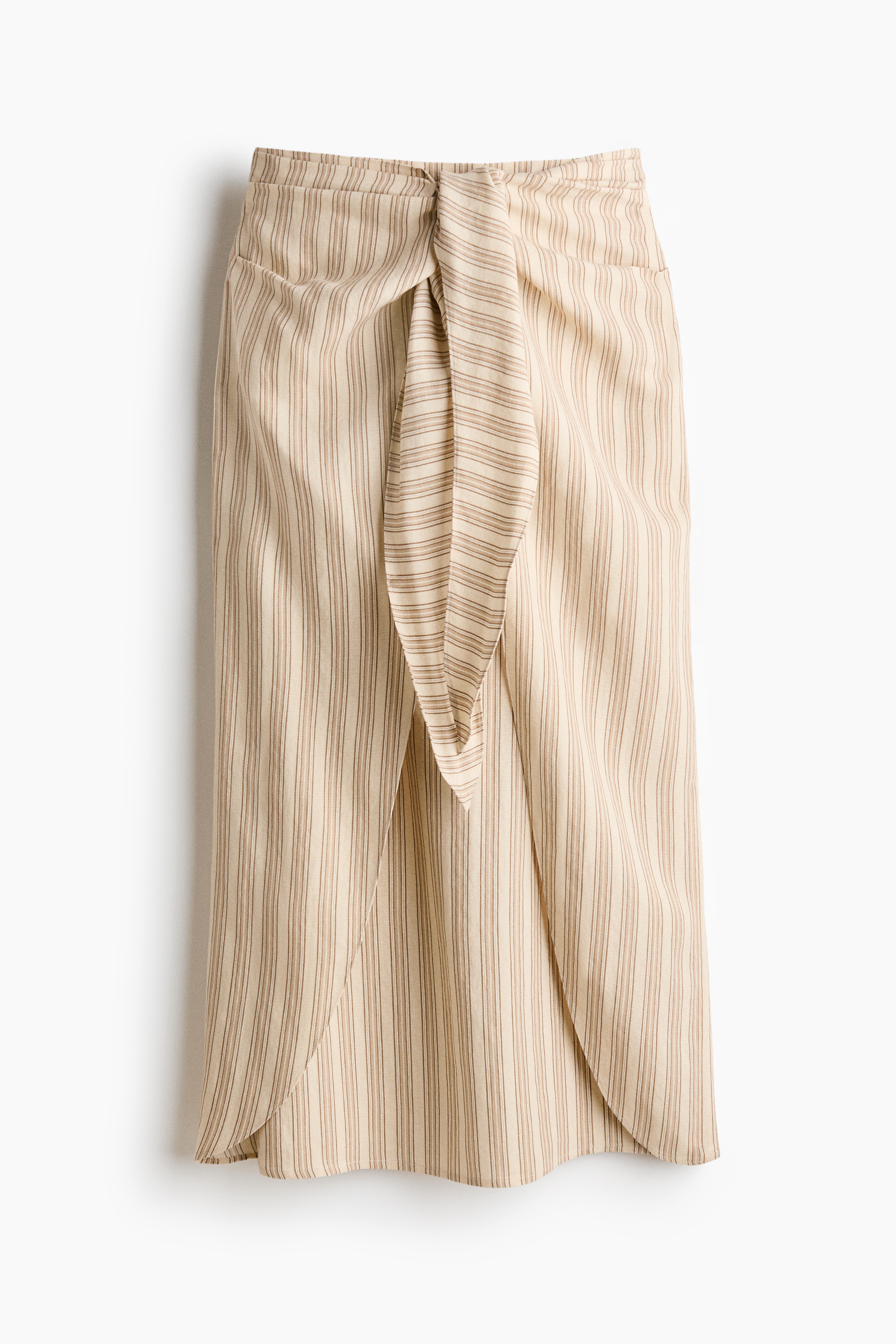 Tie-detail pencil skirt - Light beige/Striped