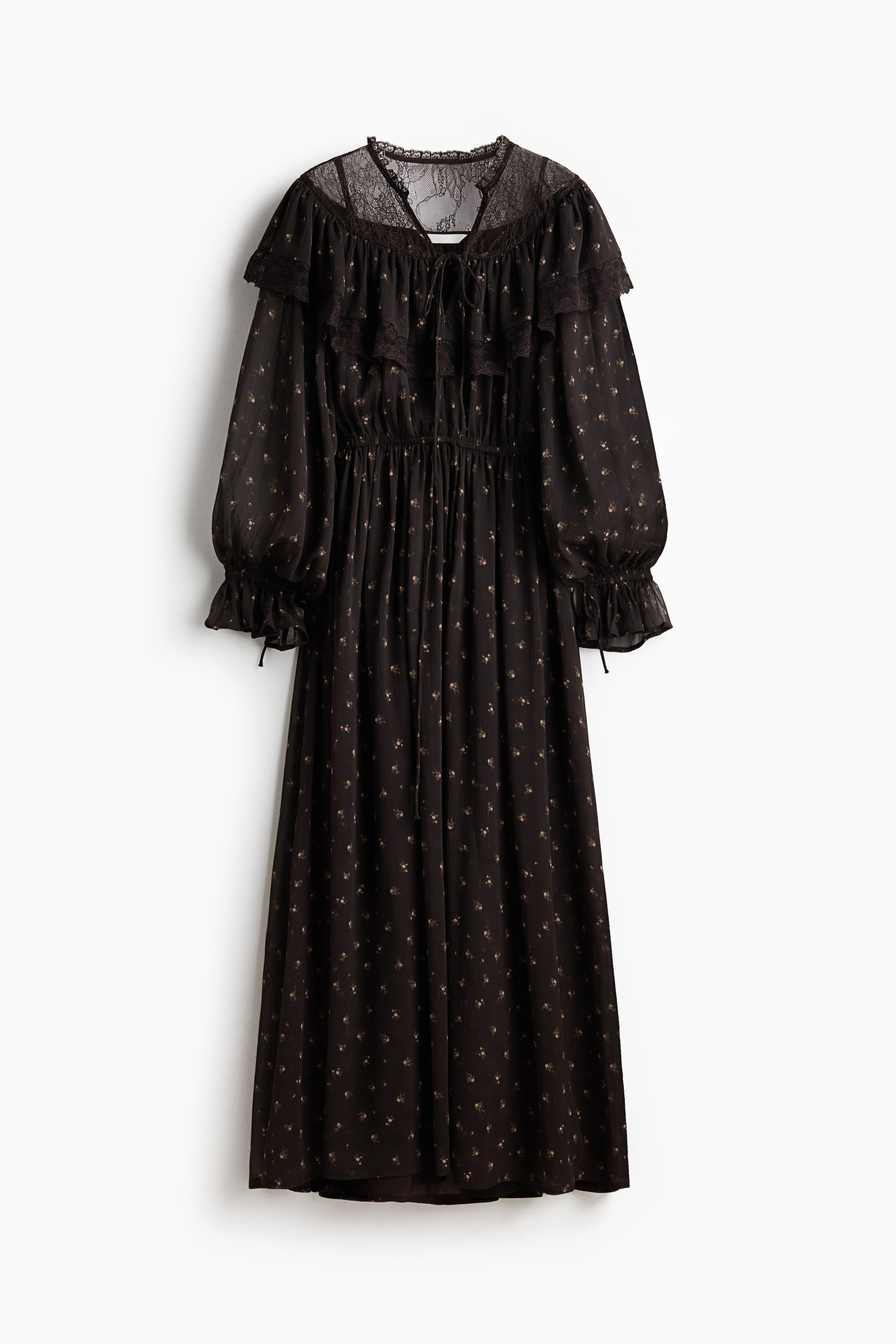 Lace-Detail Chiffon Dress