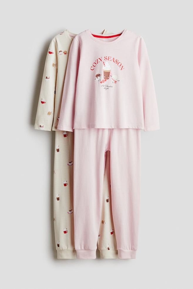 2-pack printed cotton pyjamas - Light pink/Cozy Season/Light pink/Rainbows - 1