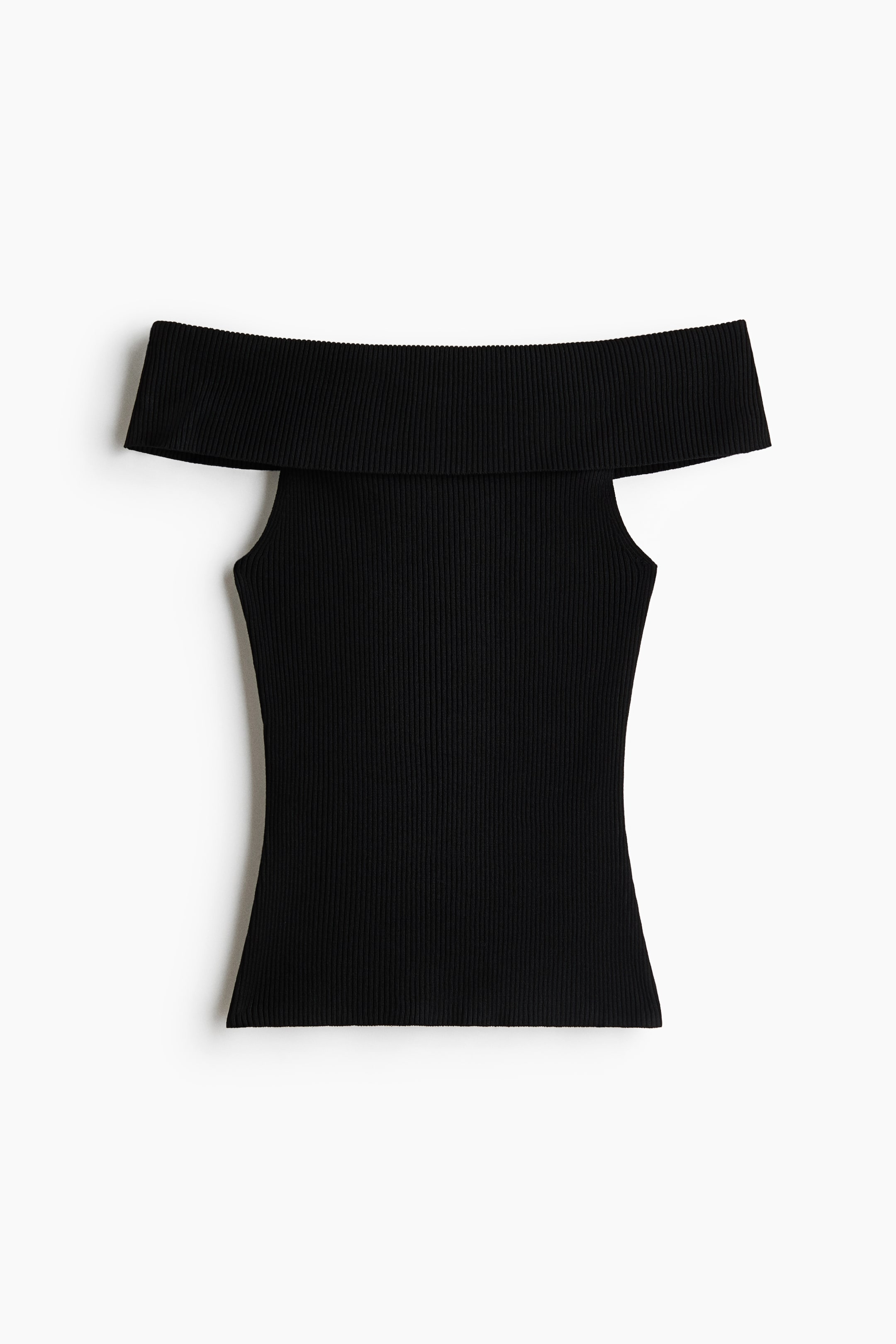 View larger image: Rib-knit off-the-shoulder top - Black - Ladies | H&M 1