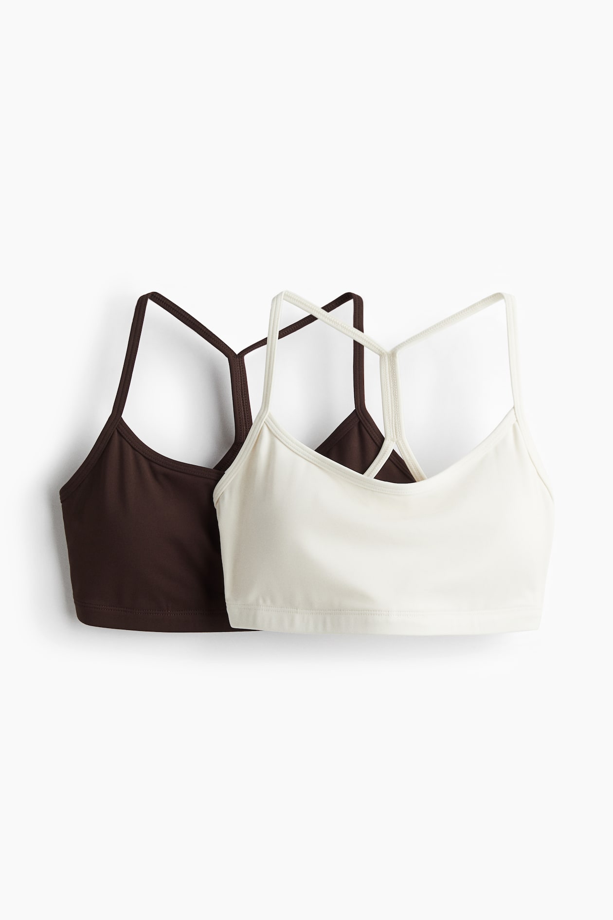 2-pack Sports bras with DryMove™ - Ivory white/Dark brown - Ladies | H&M