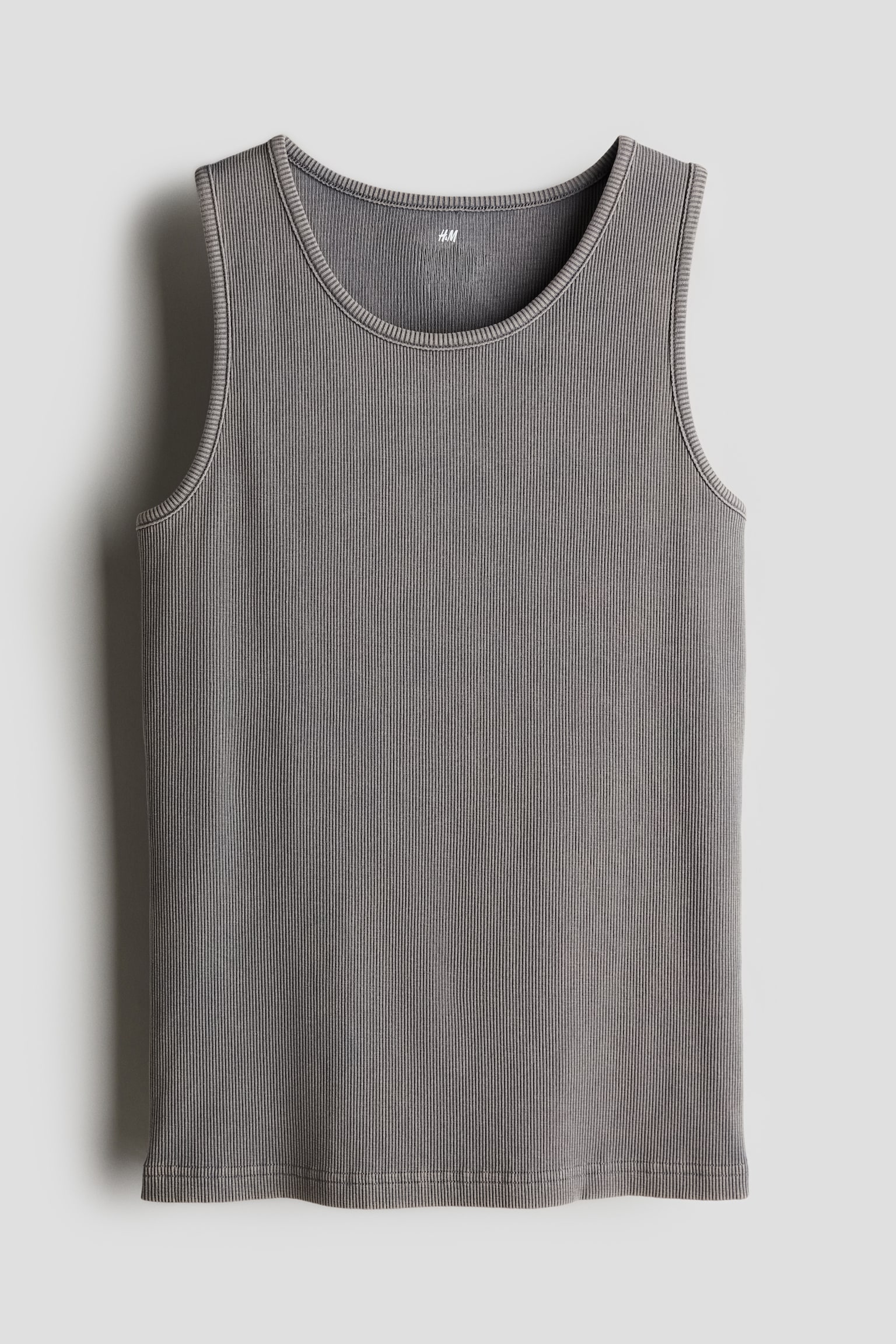 Ribbed vest top - Grey/White - 1