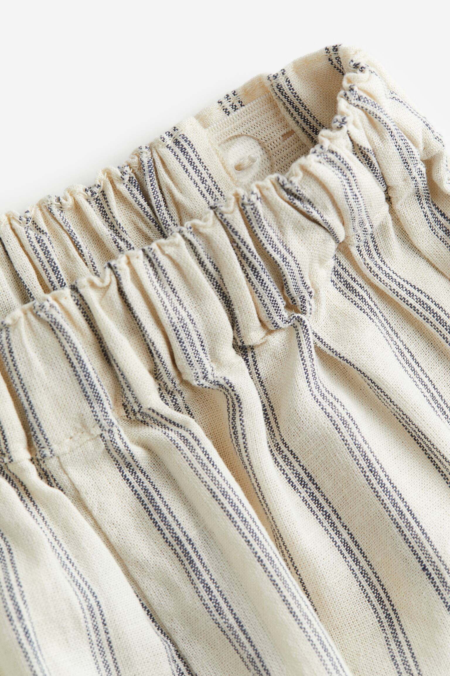 Linen Blend Pants - Light beige/Dark grey - 2