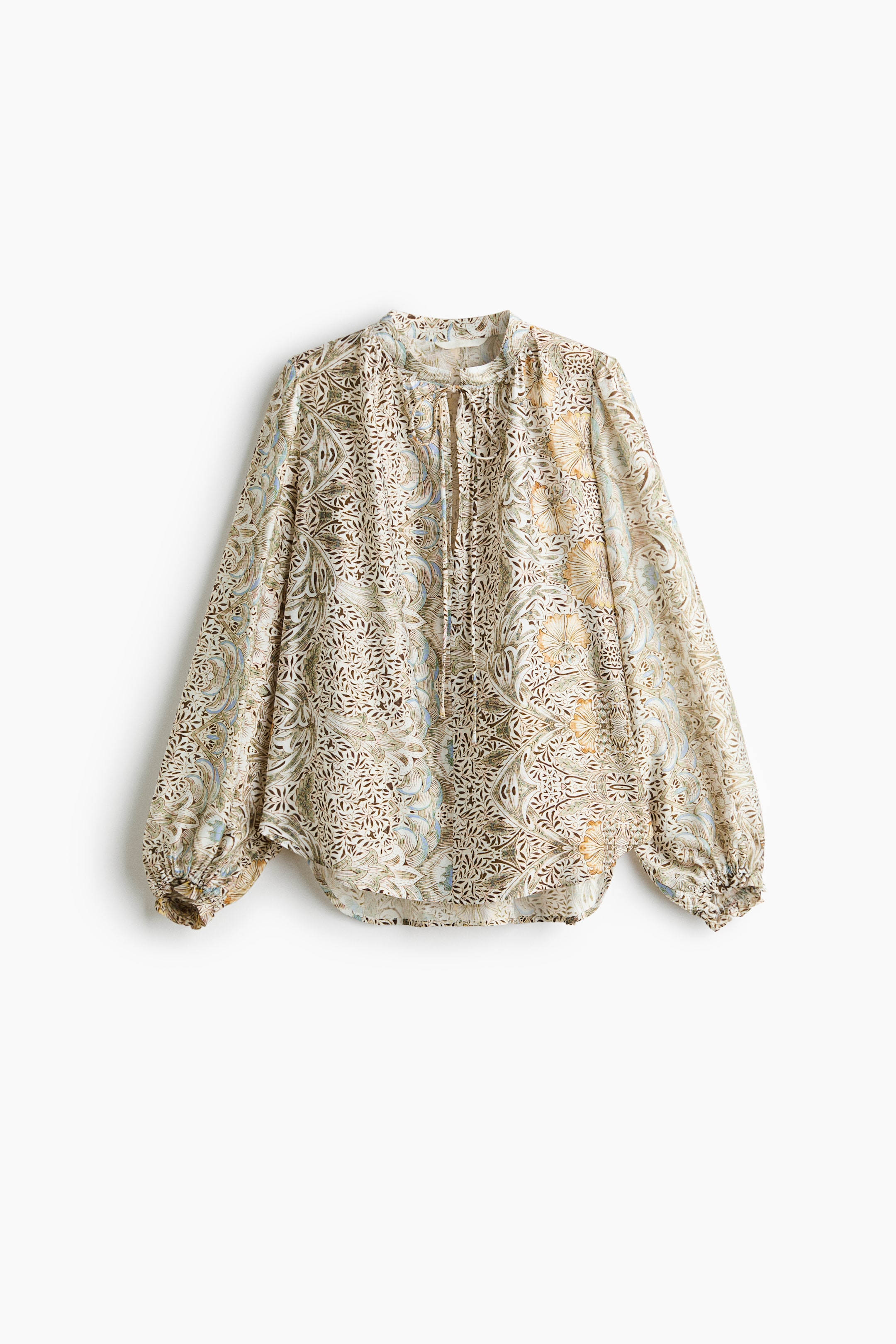 View larger image: Tie-Detail Blouse - Light beige/Patterned - Ladies | H&M CA 1