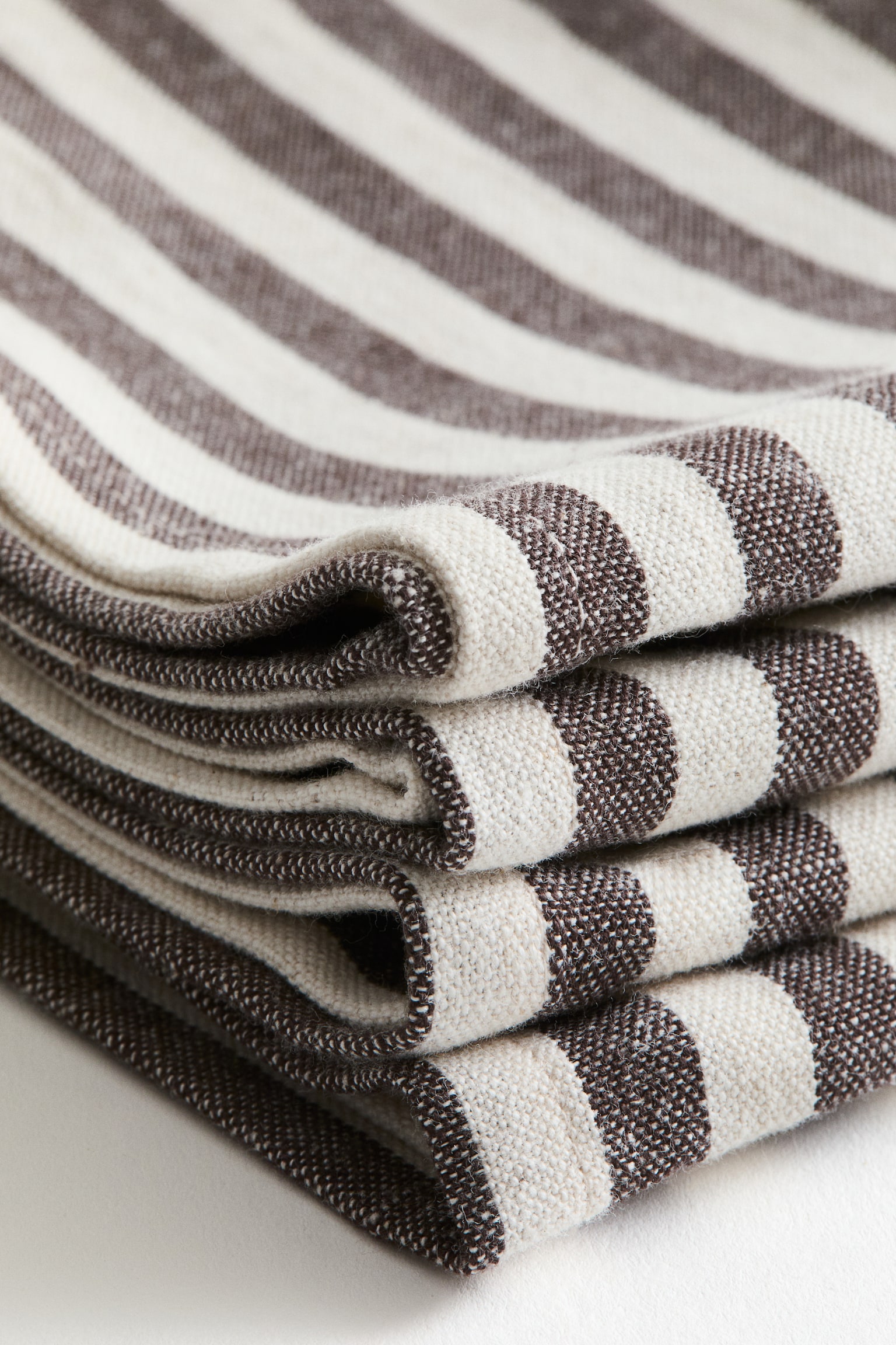 4-pack cotton napkins - Dark brown/Striped/Dark grey/Striped/Green/Cream striped/Light pink/Striped/Beige/Gingham check/Green/Gingham check/Dark brown/Gingham check/Terracotta/Gingham check/Terracotta/Striped/Light pink/Gingham check/Beige/Striped - 4