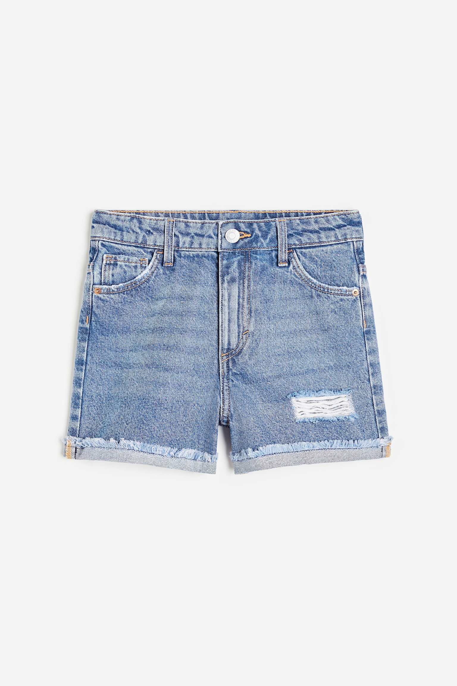 Short en jean Relaxed Fit High - Bleu denim/Noir - 1