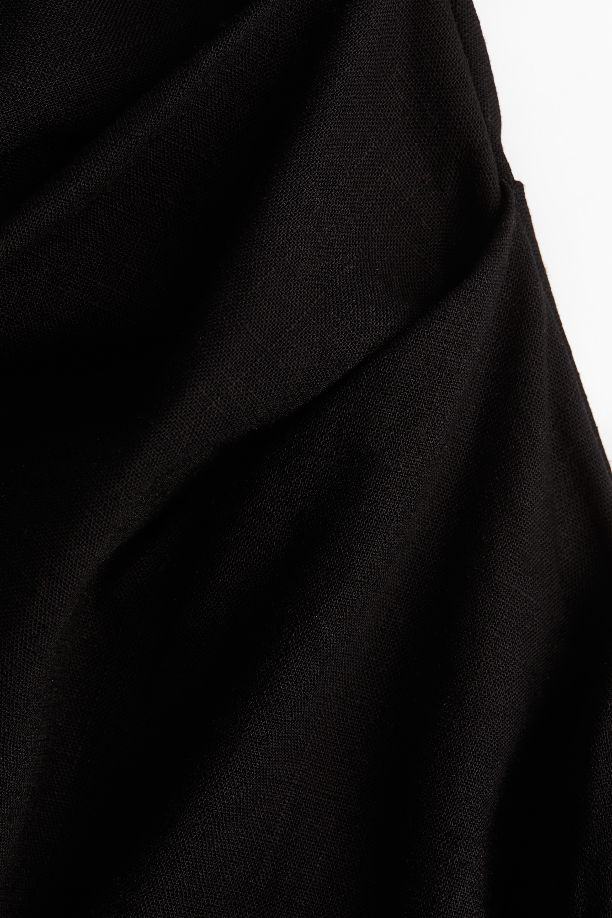 Women's Black Draped Linen-Blend Dress | H&M US
