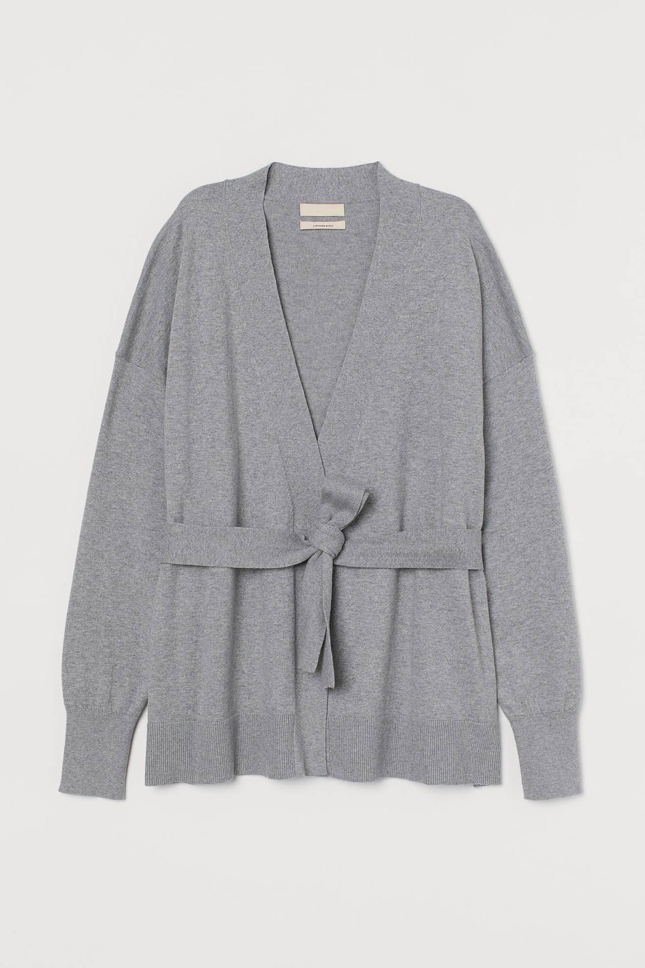 Cashmere-blend Cardigan - V-neck - Long sleeve - Gray melange - Ladies ...