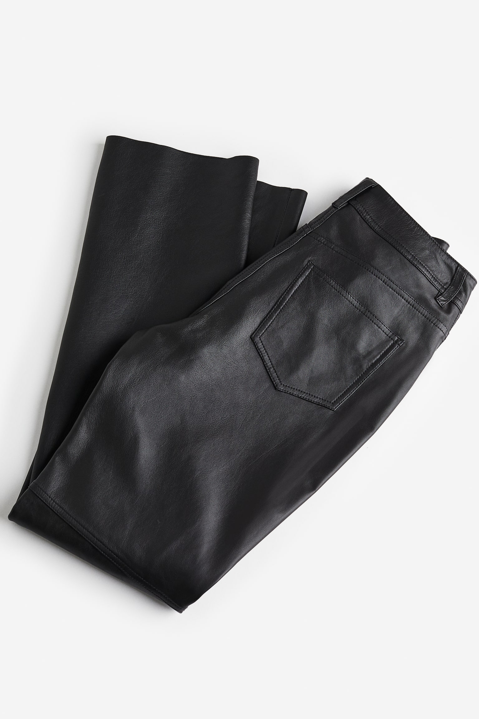 Straight Leather Pants - Black/Dark grey/Dark brown - 3