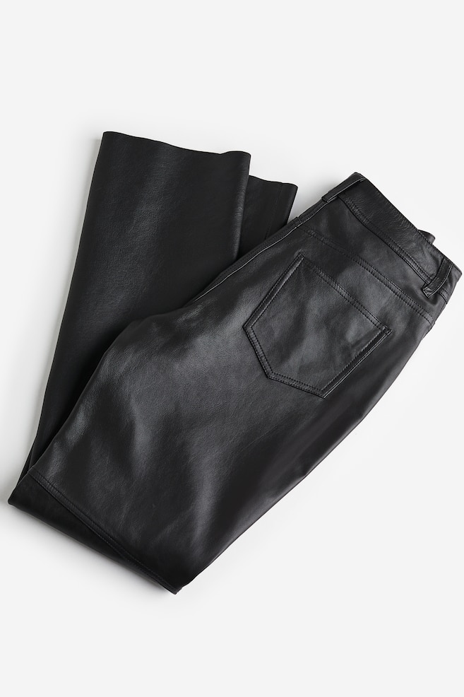 Straight leather trousers - Black - 8