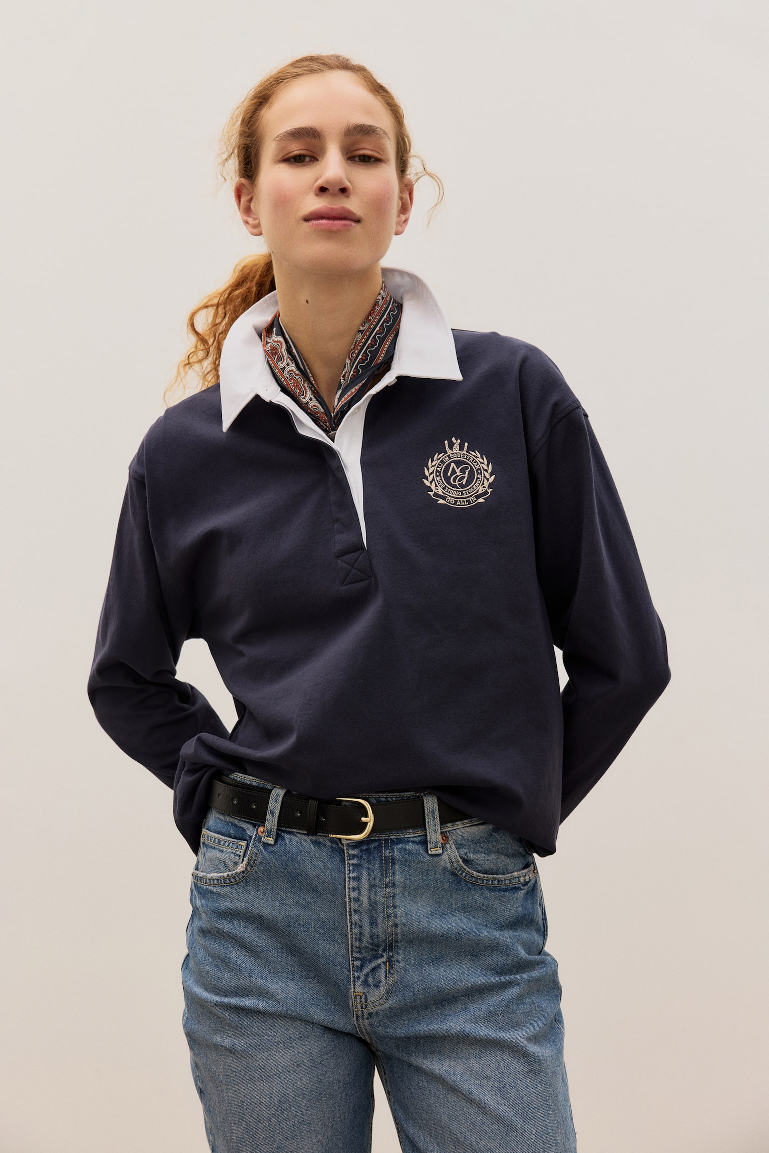 Regular Fit Cotton rugby shirt - Dark blue/All In Equestrian - 4