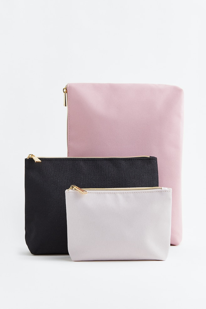 3-pack wash bags - Black/Dusty pink/Black/Hot pink/Light purple/Pink - 1