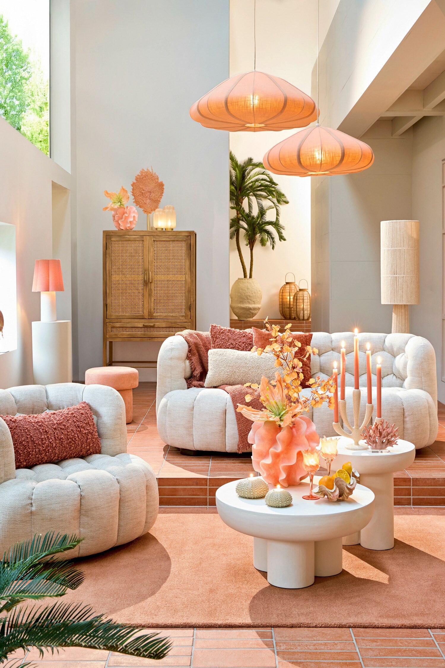 Musaby Bordlampe - Blød Pink/Naturlig/Linned/Terracotta