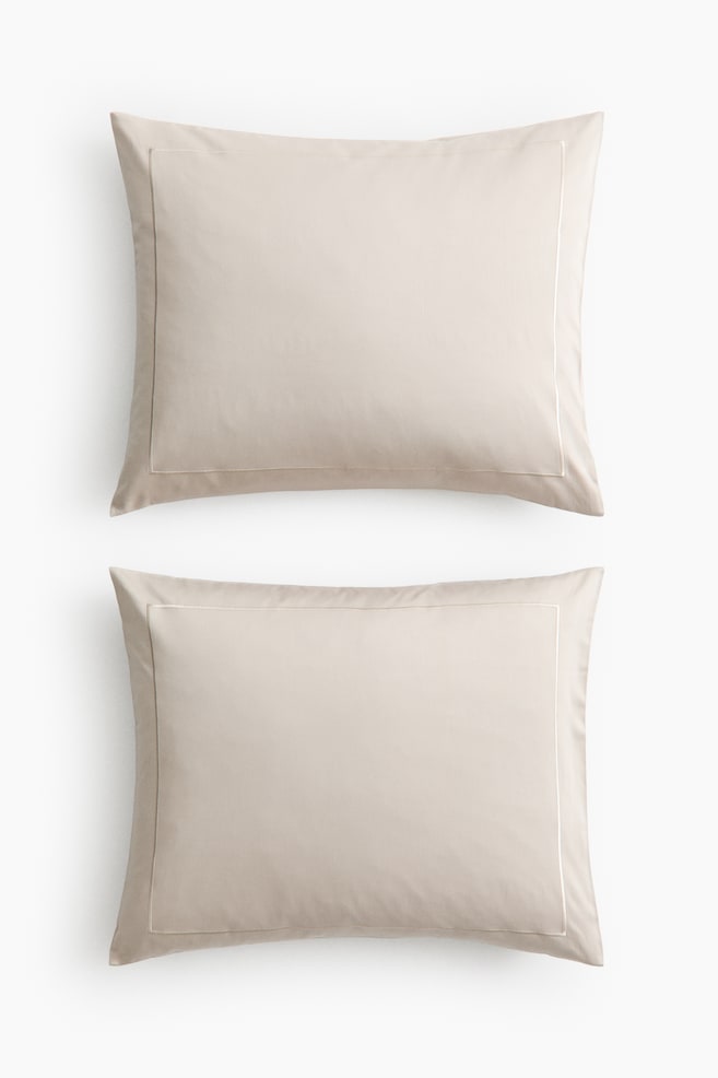 2-pack cotton sateen pillowcases - Taupe clair/Rose poudré/Blanc/Bordeaux - 1