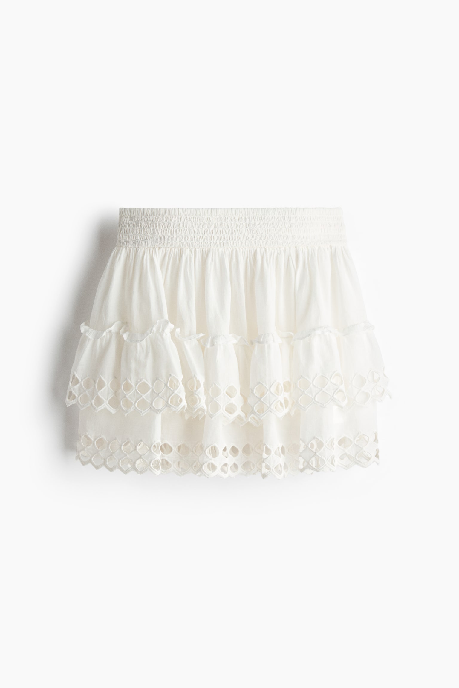 Tiered broderie anglaise skirt - Cream - 1