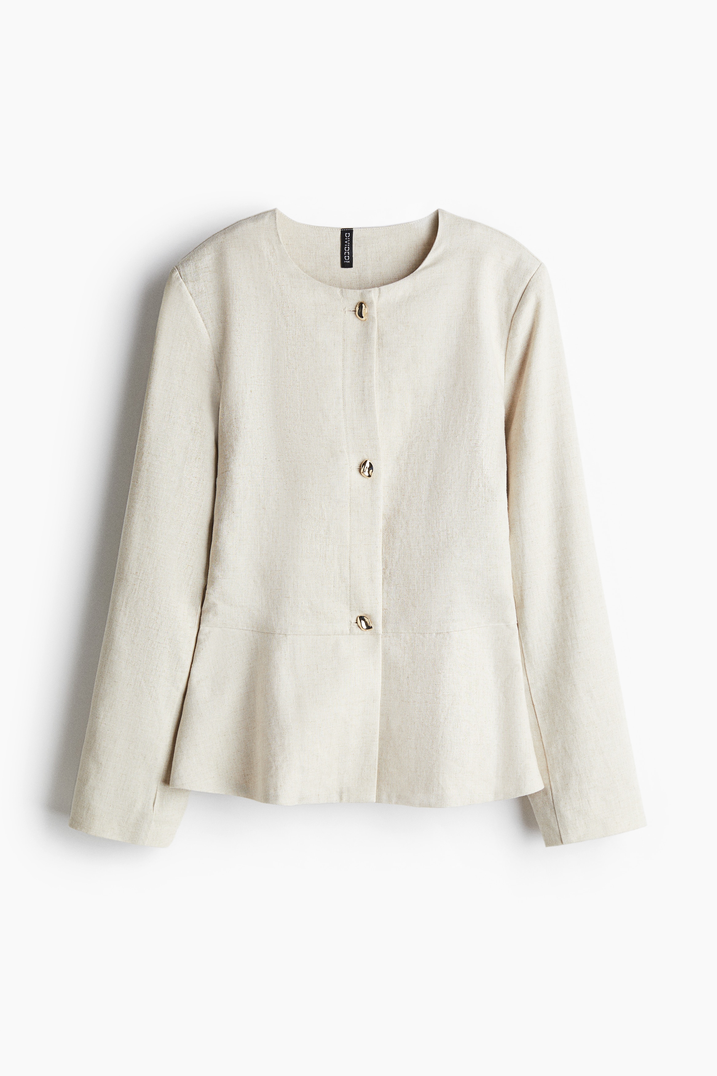 Linen Blend Peplum Jacket - Light beige