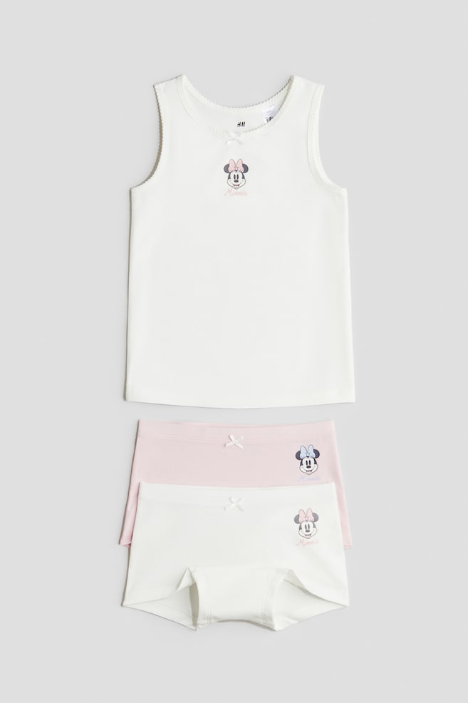 3-Piece Cotton Set - White/Minnie Mouse - 1