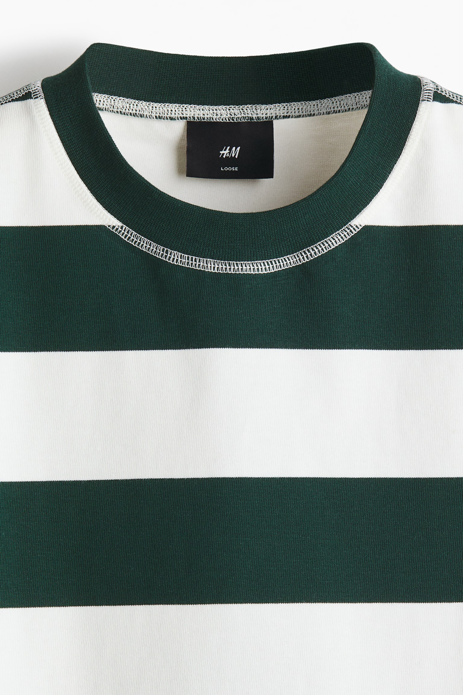 Playera Oversized Fit - Verde oscuro/Rayado - 3