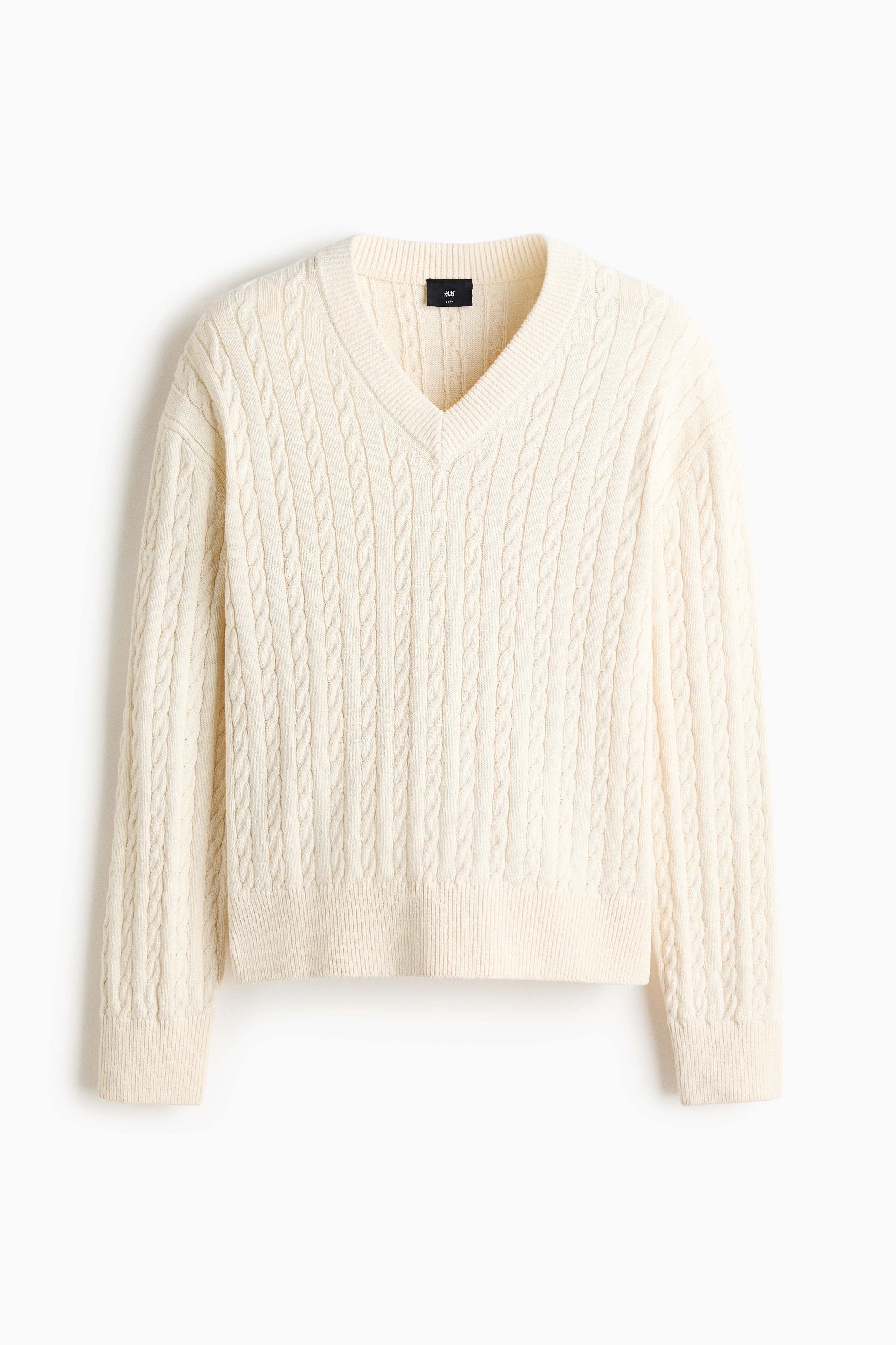 Regular-Fit Cable-Knit Sweater - White
